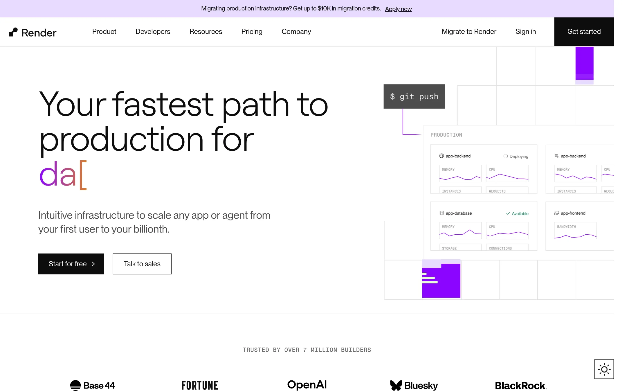 Render homepage