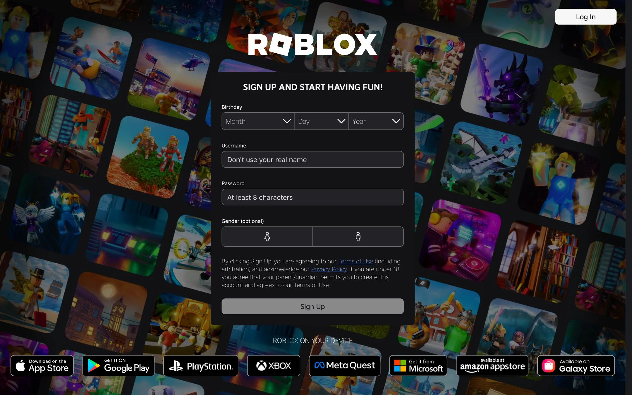Roblox homepage