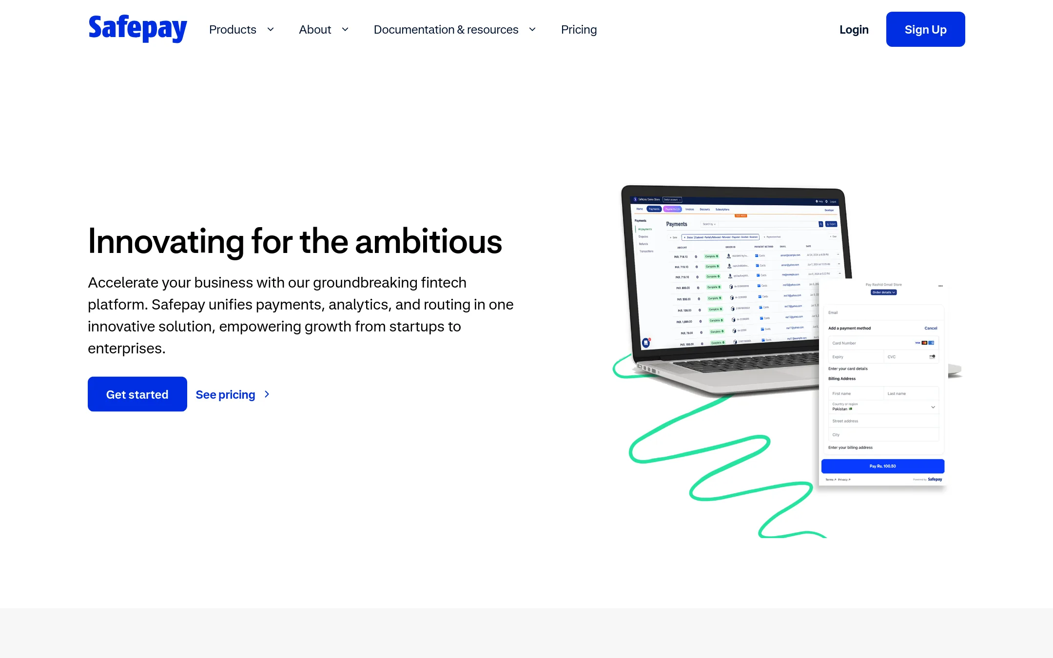 Safepay homepage