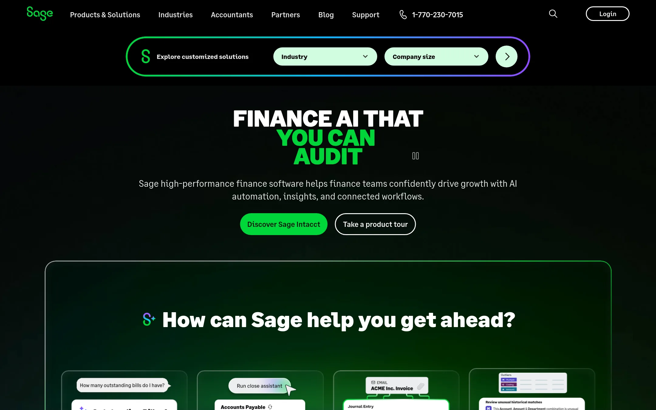 Sage Business Cloud homepage