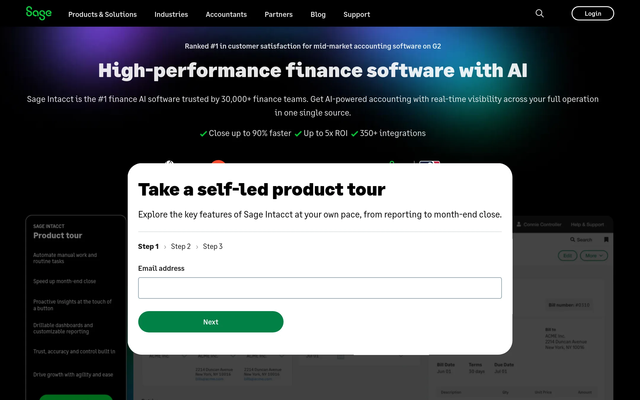 Sage Intacct homepage