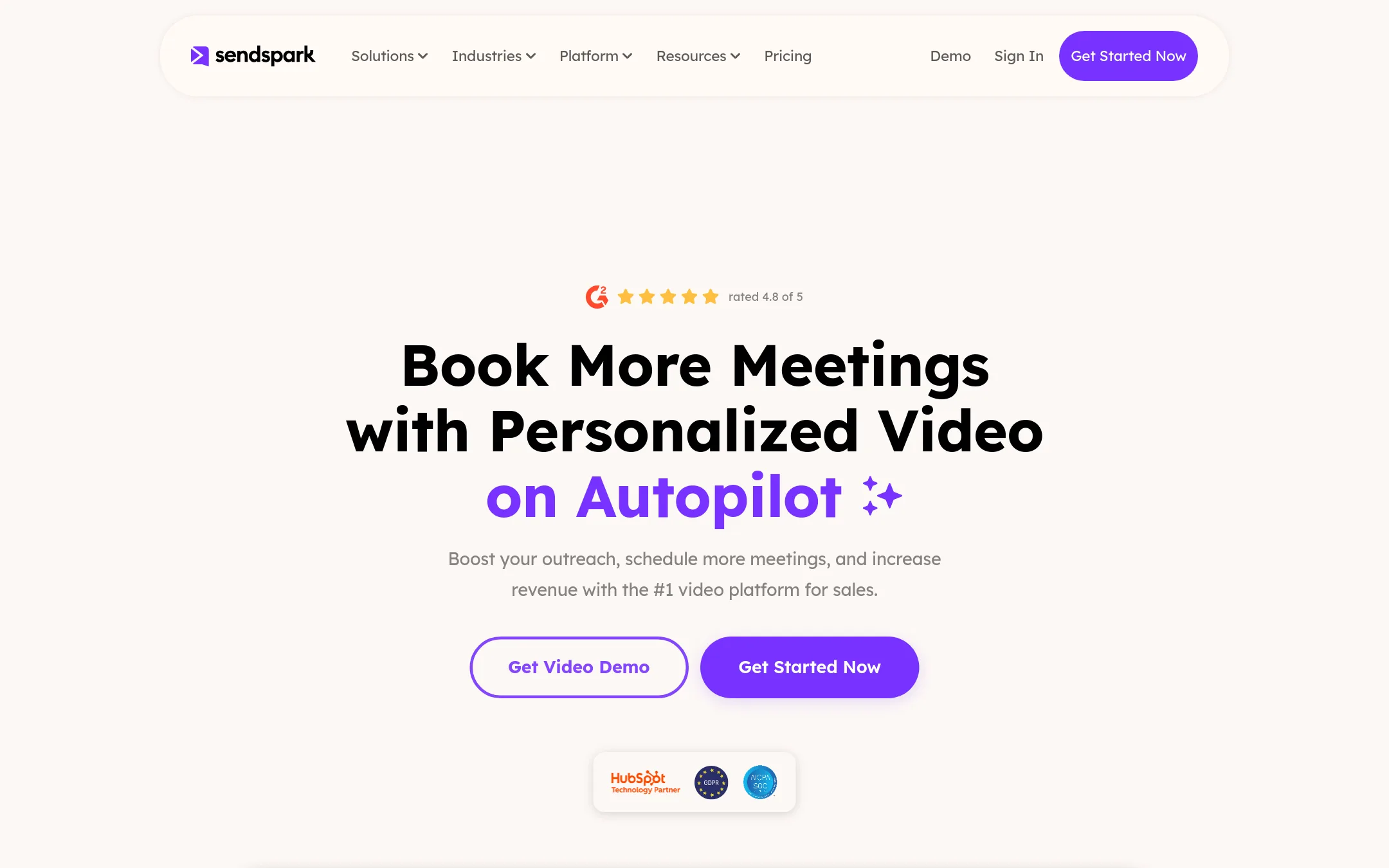 Sendspark homepage