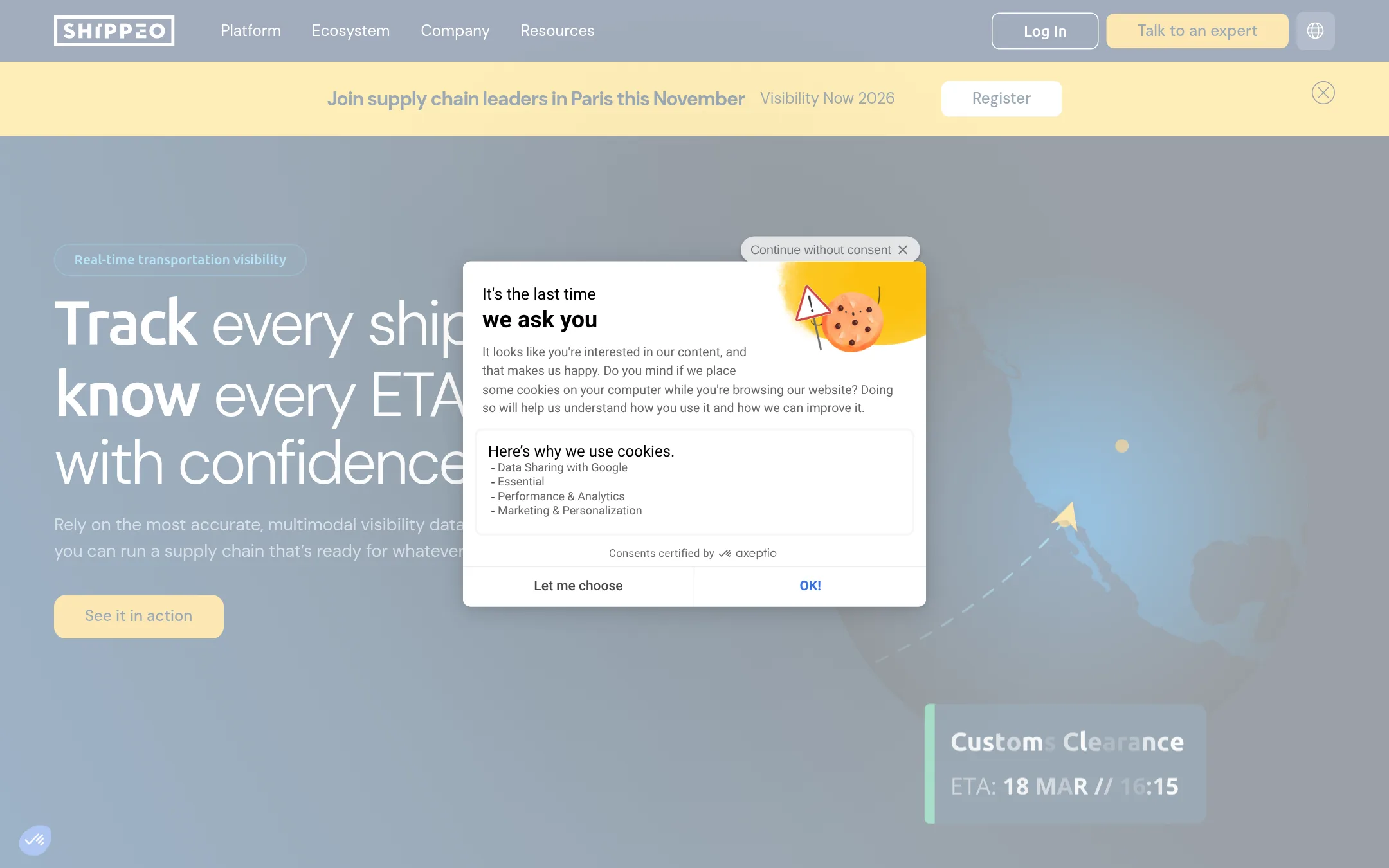 Shippeo homepage