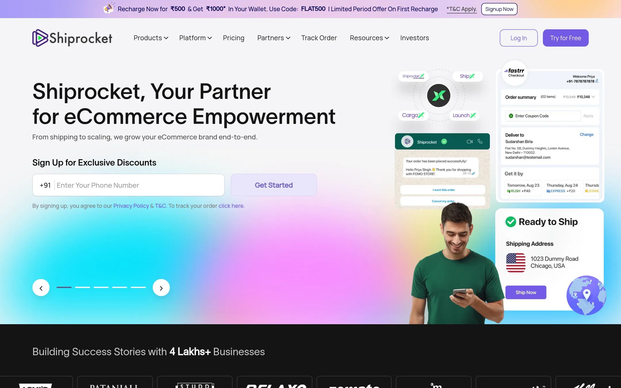Shiprocket homepage