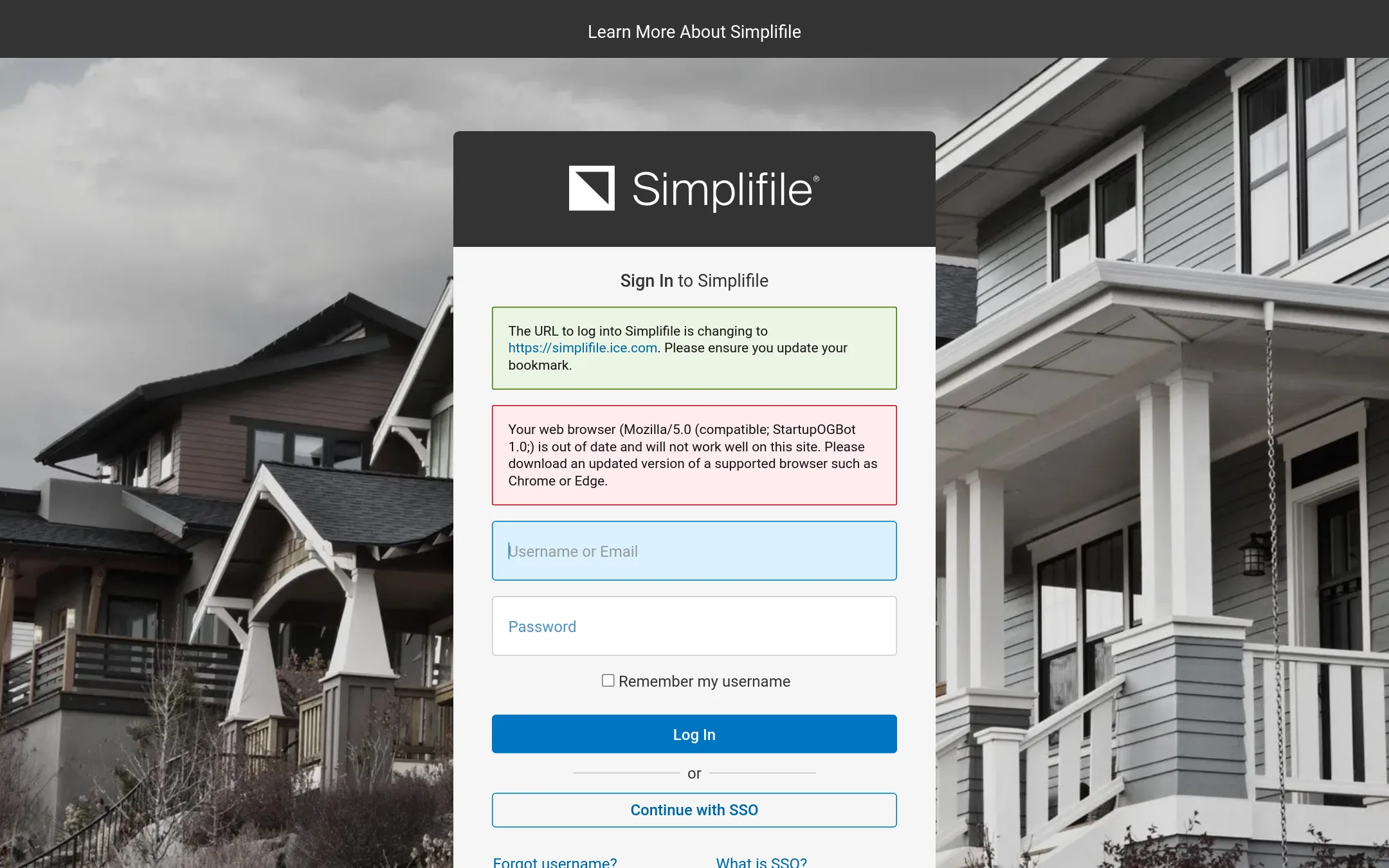 Simplifile homepage