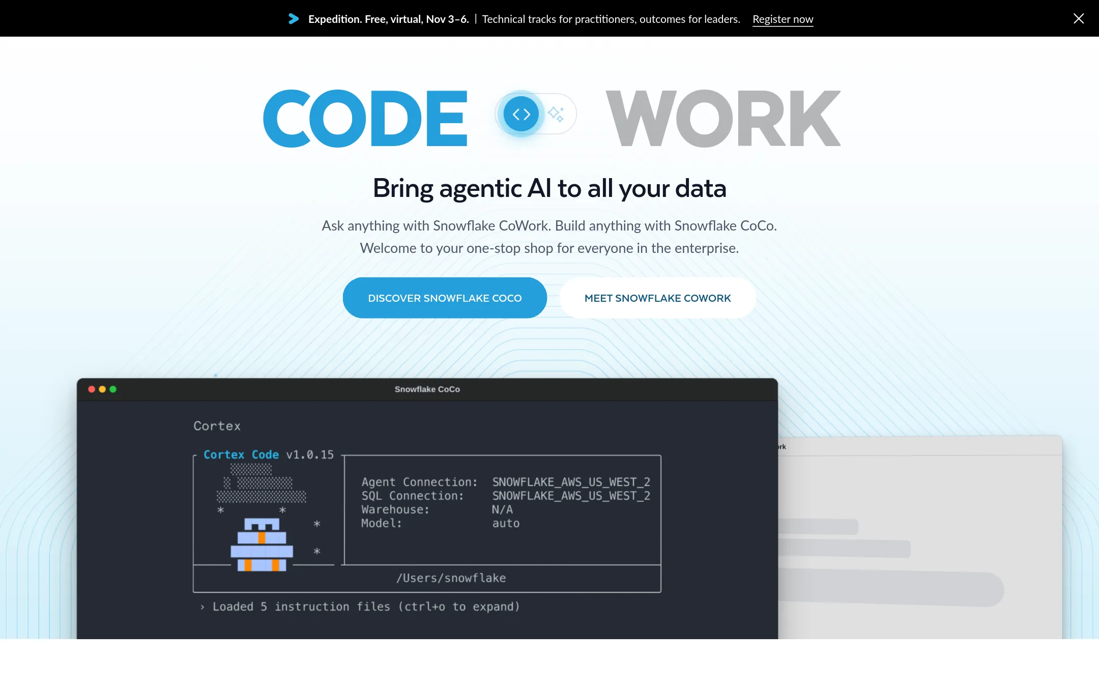Snowflake homepage