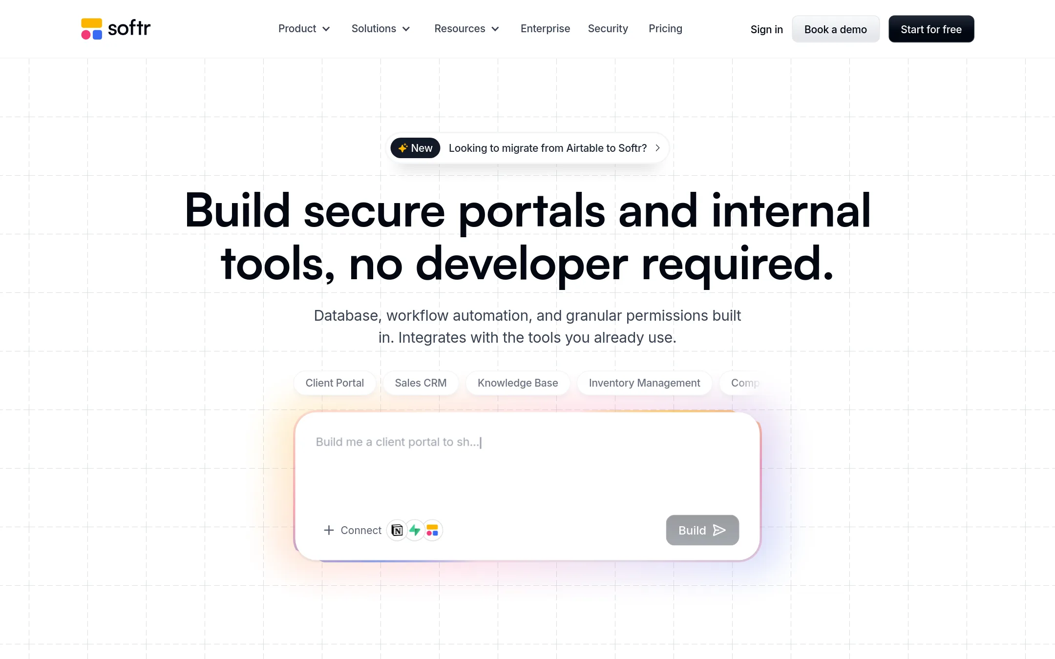 Softr homepage