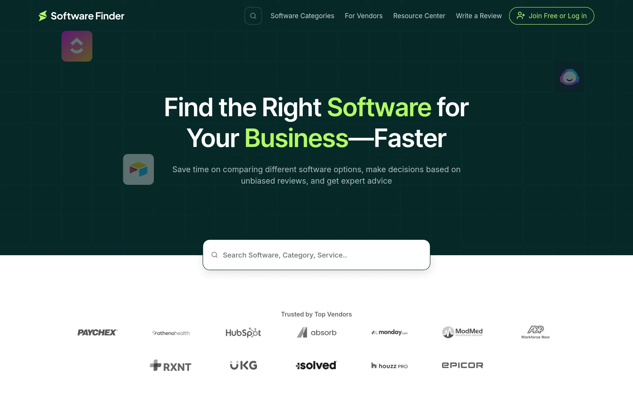 SoftwareFinder homepage