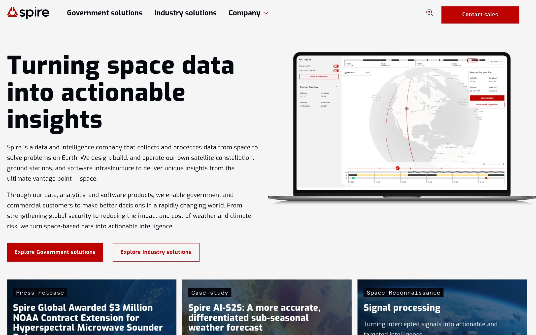 Spire Global homepage