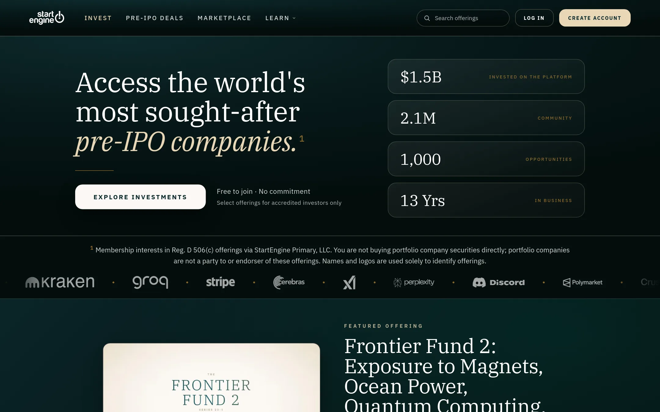 StartEngine homepage