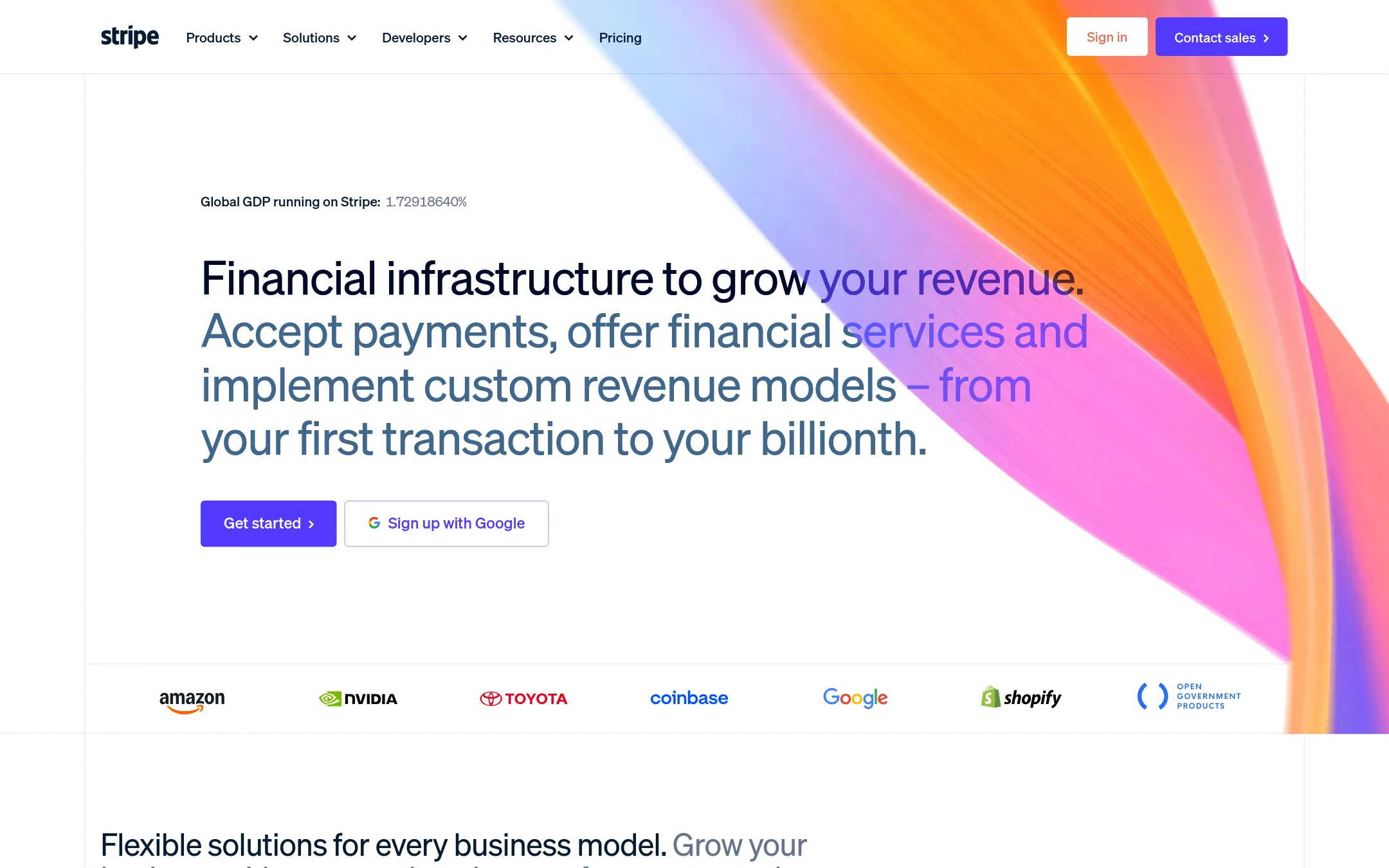 Stripe homepage