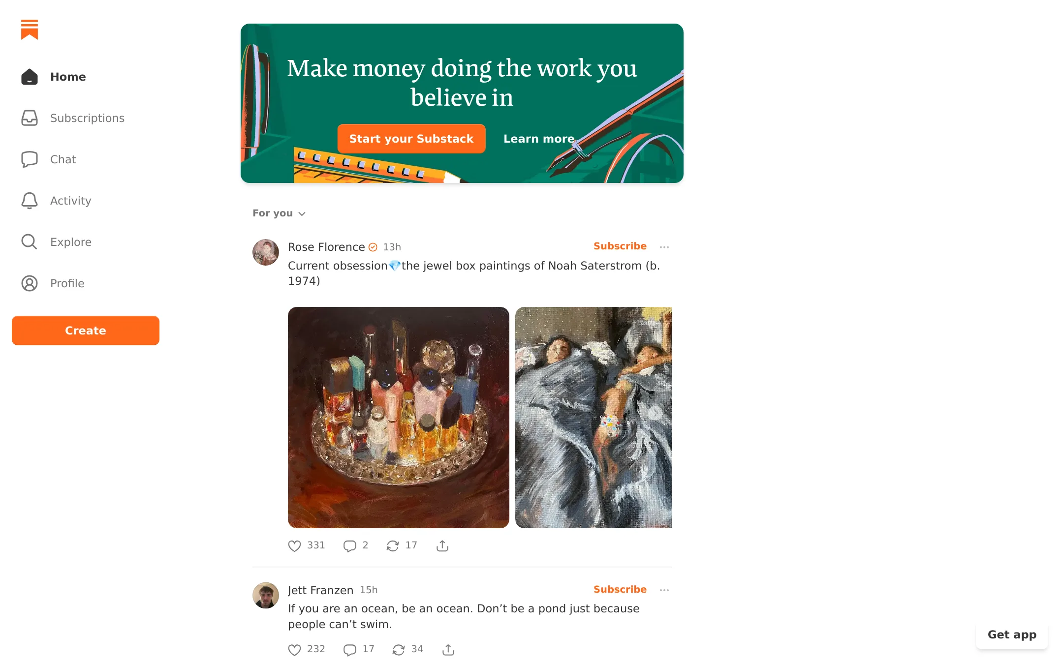 Substack homepage