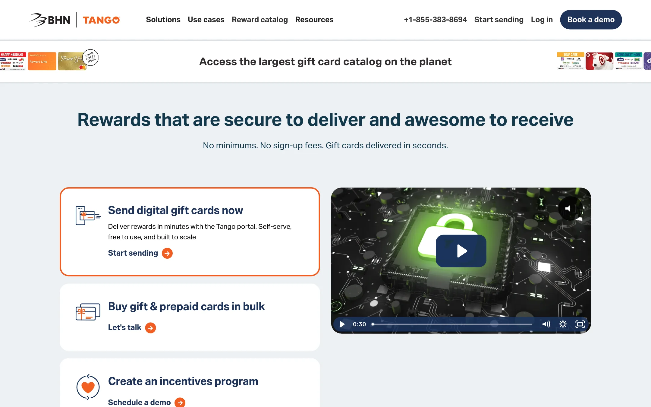 Tango Card homepage
