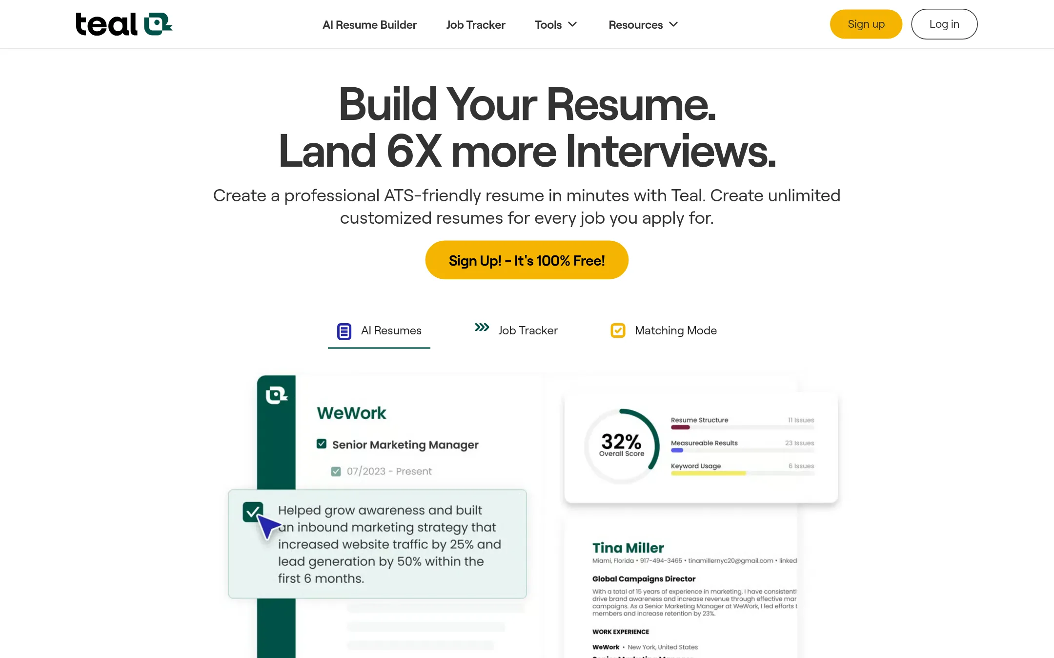 Teal homepage