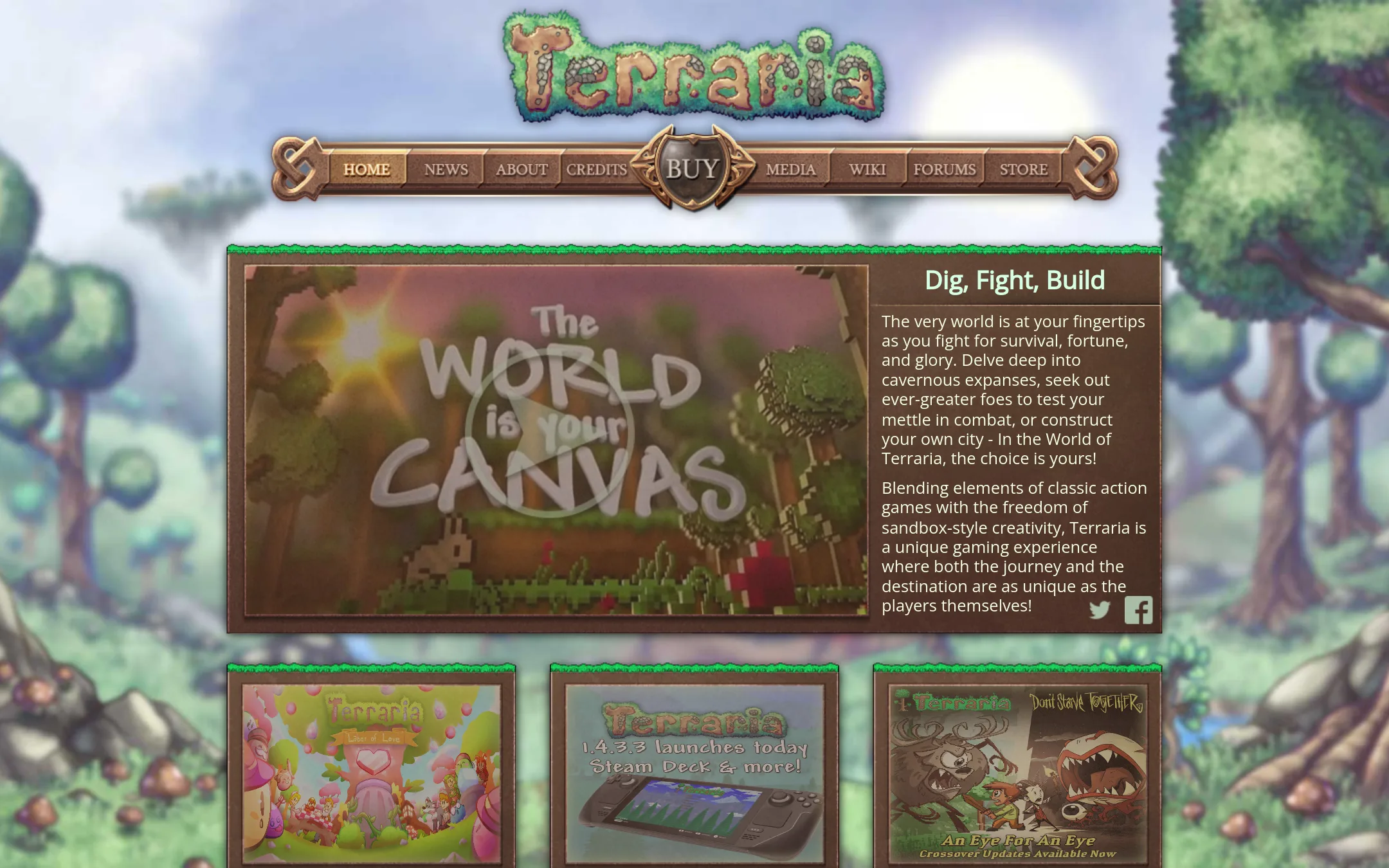 Terraria homepage