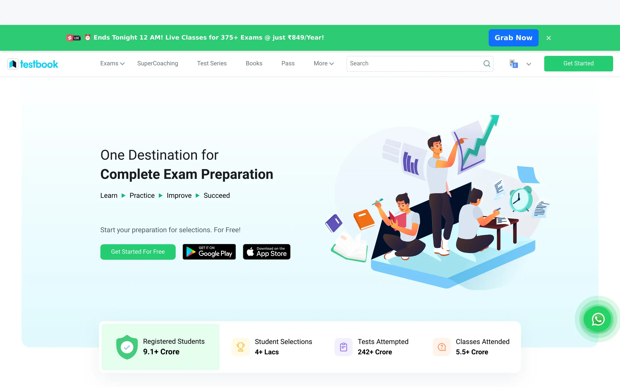 Testbook homepage