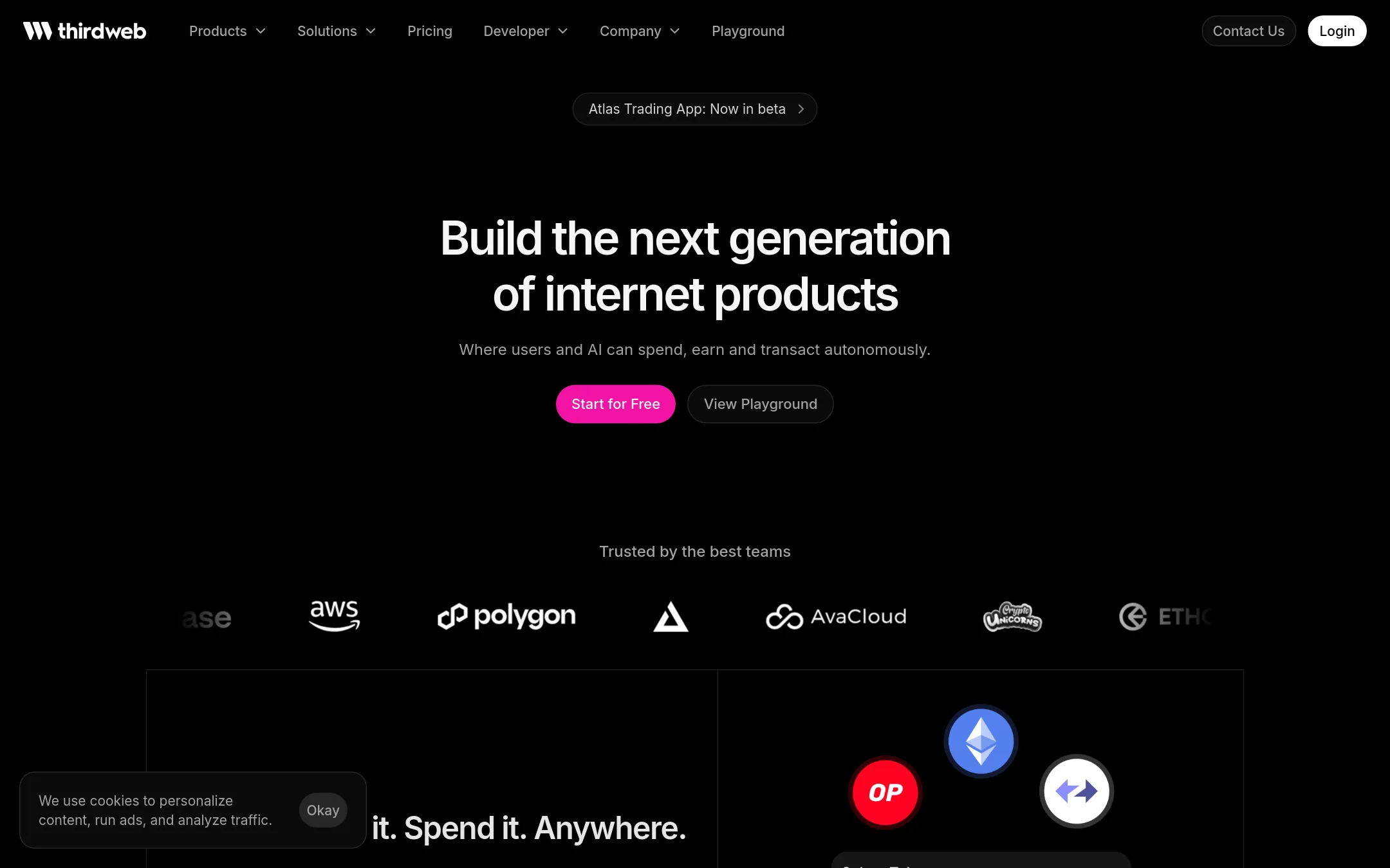Thirdweb homepage