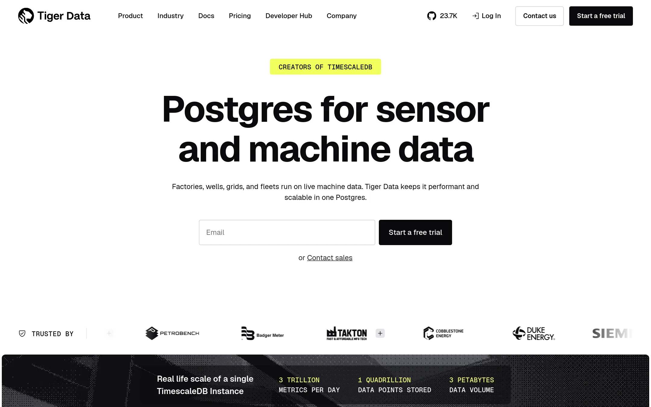 TimescaleDB homepage