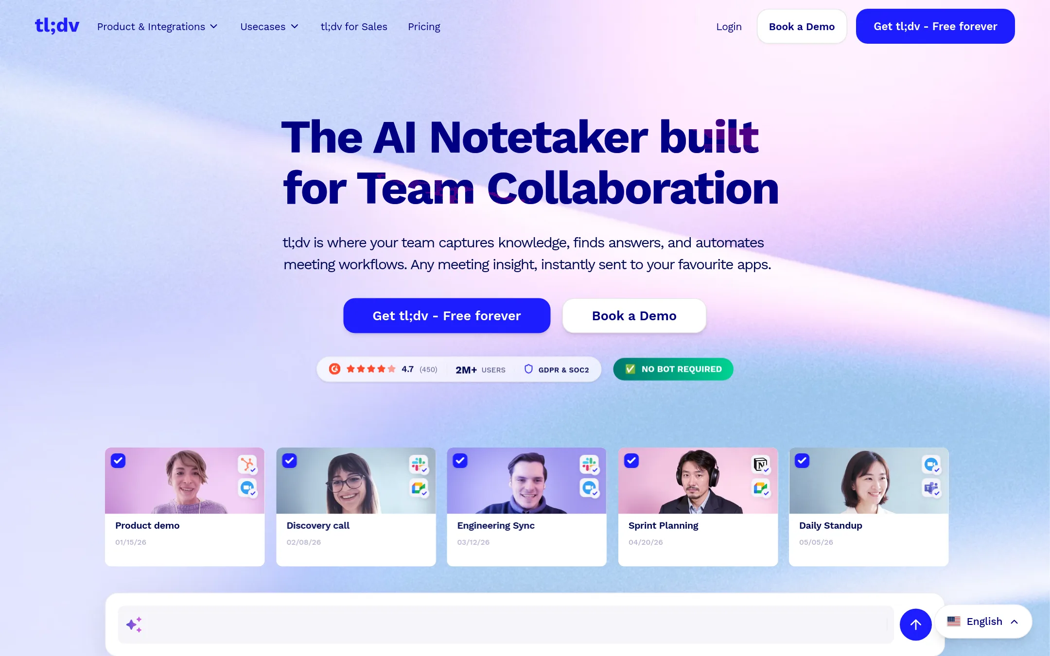 tl;dv homepage