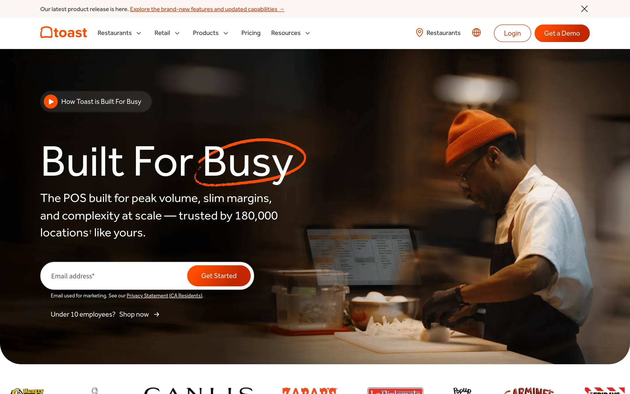 Toast homepage