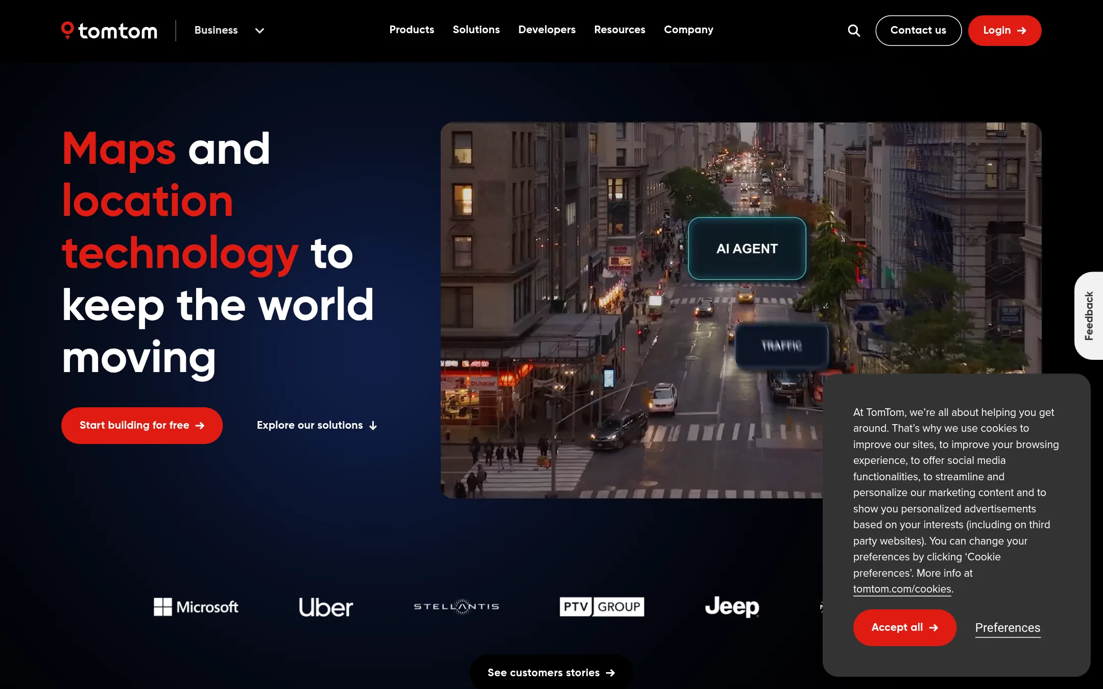 TomTom Maps homepage