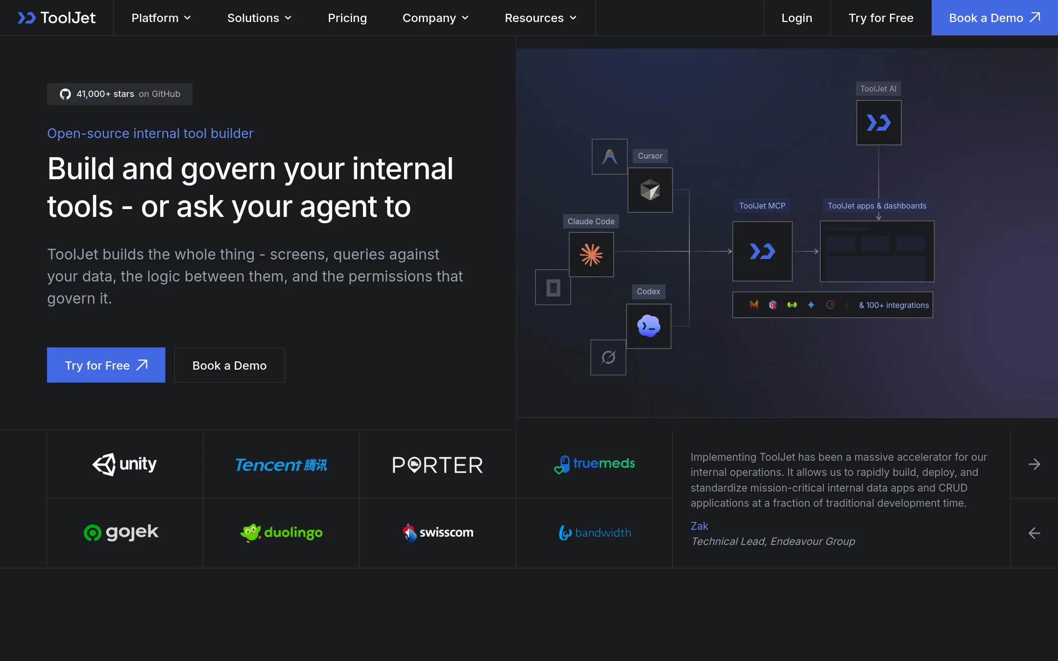 Tooljet homepage
