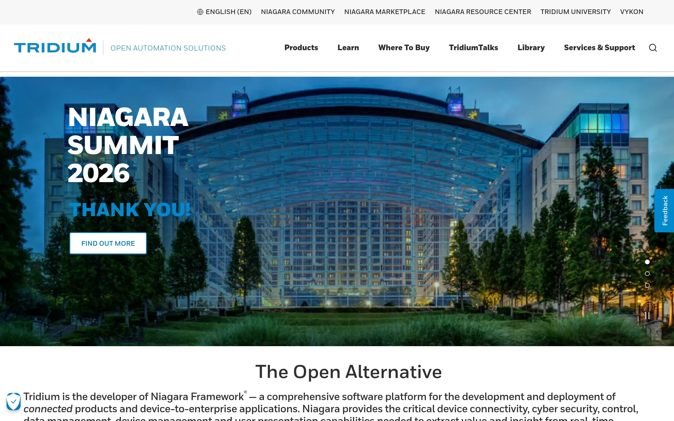 Tridium Niagara homepage