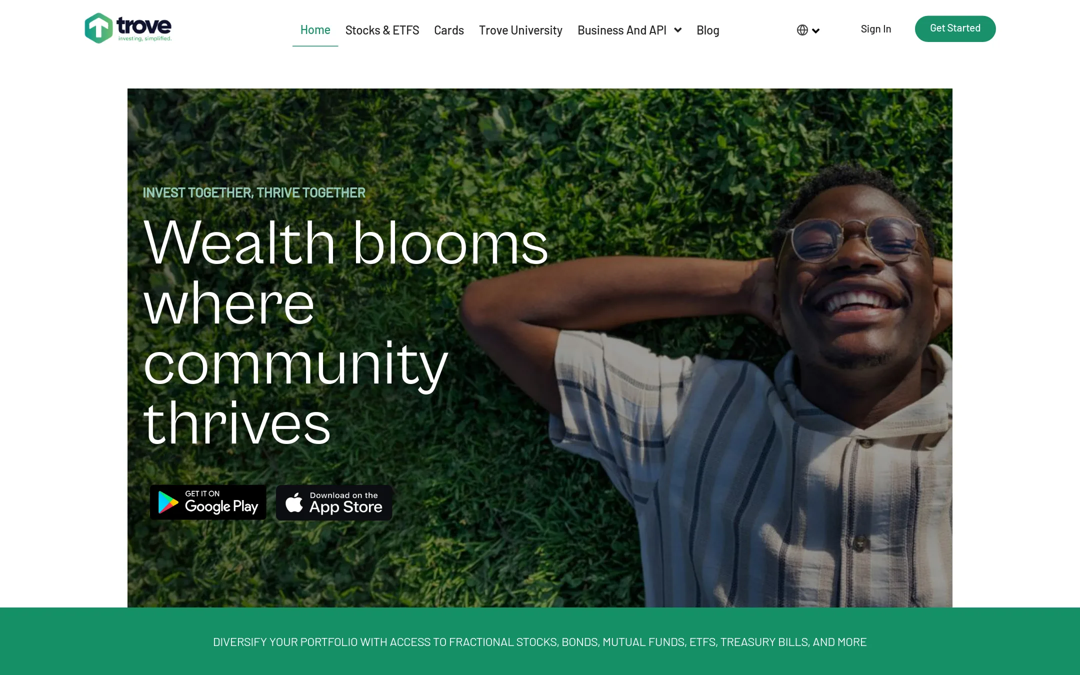 Trove homepage