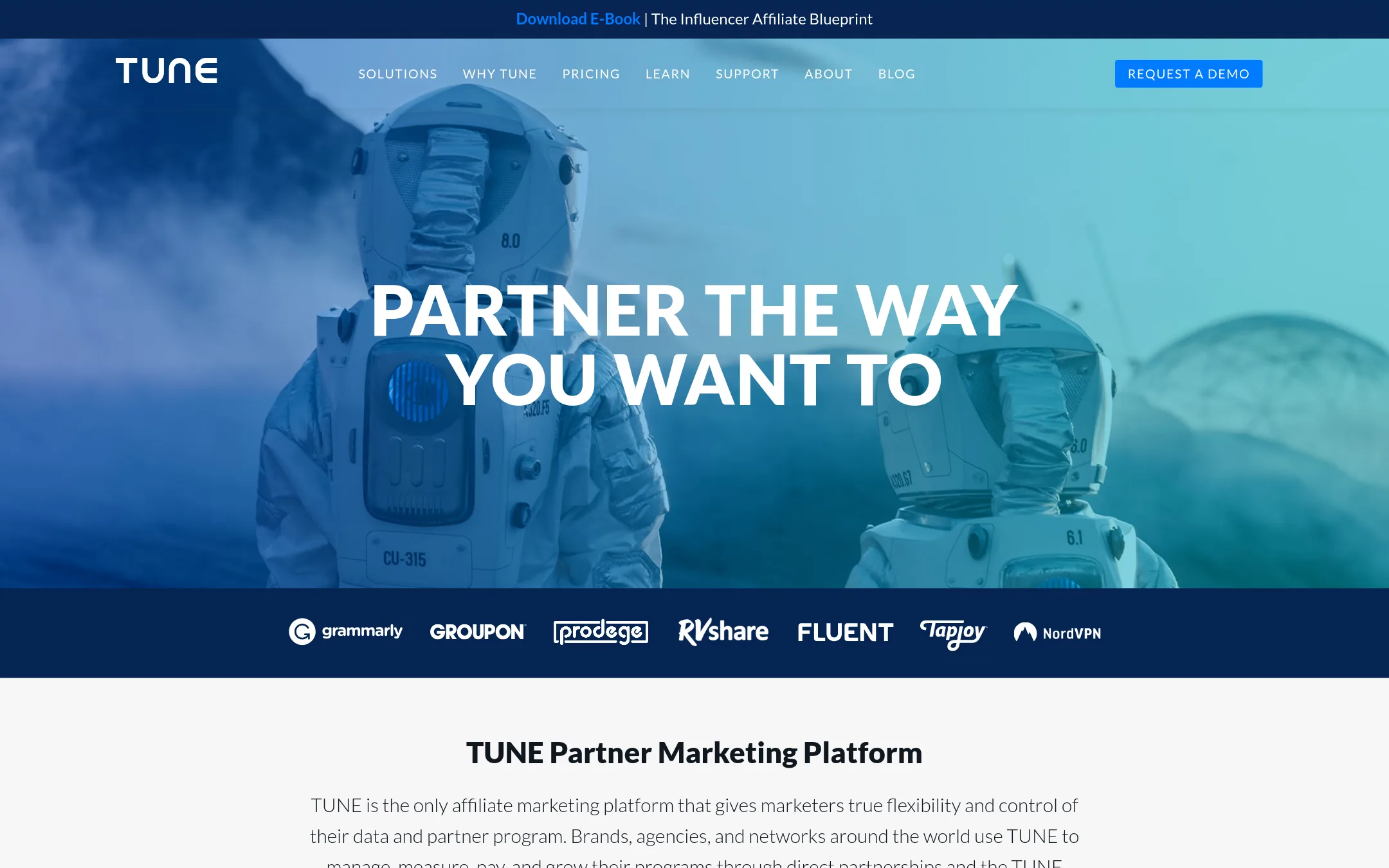 Tune homepage