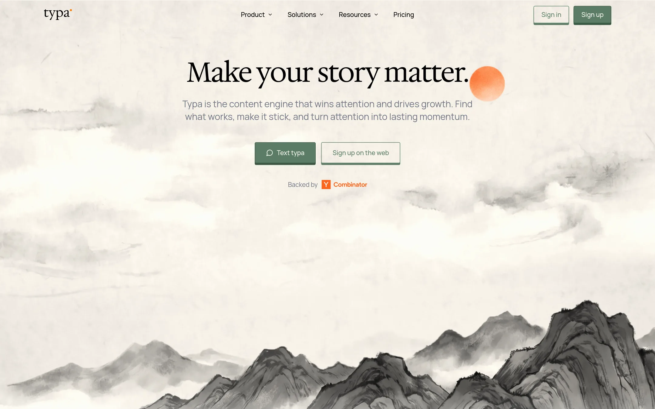 Typa homepage