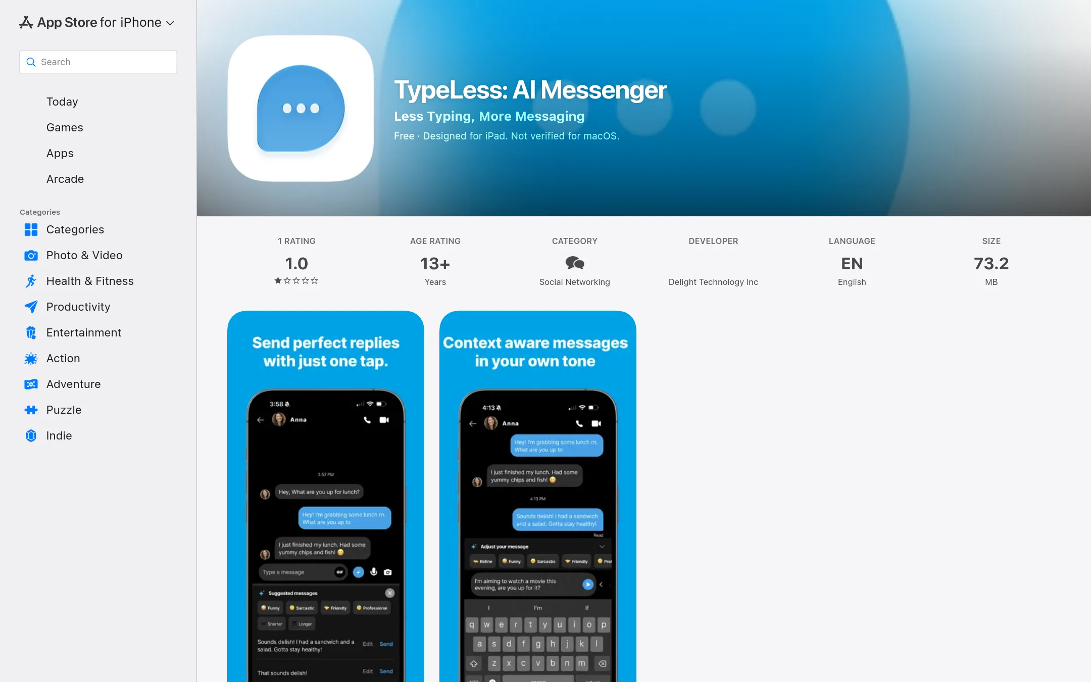 TypeLess homepage