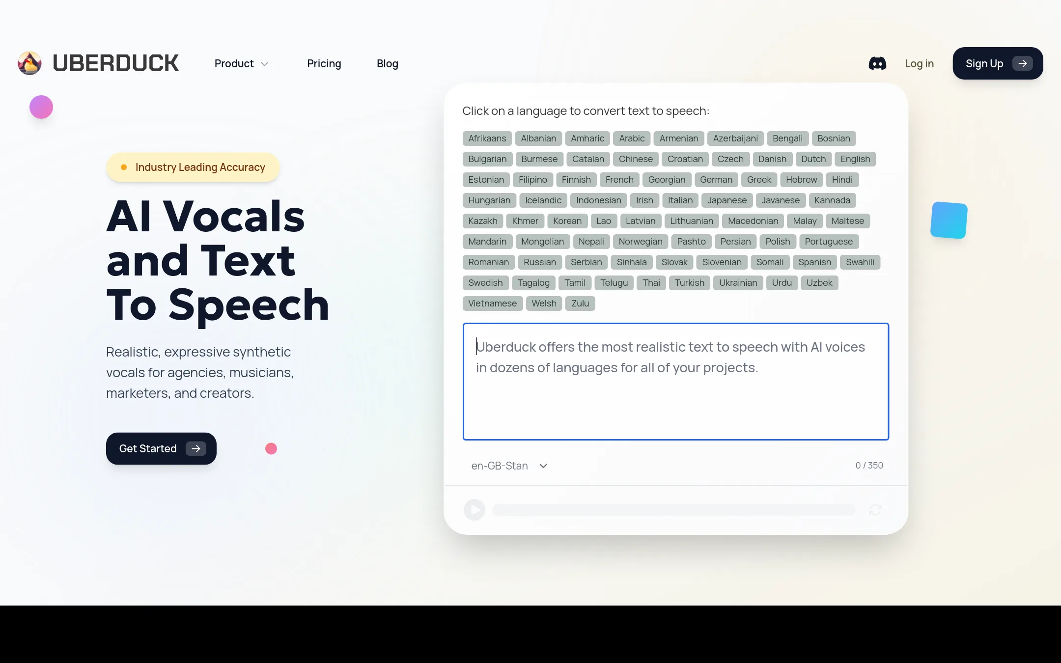 Uberduck homepage