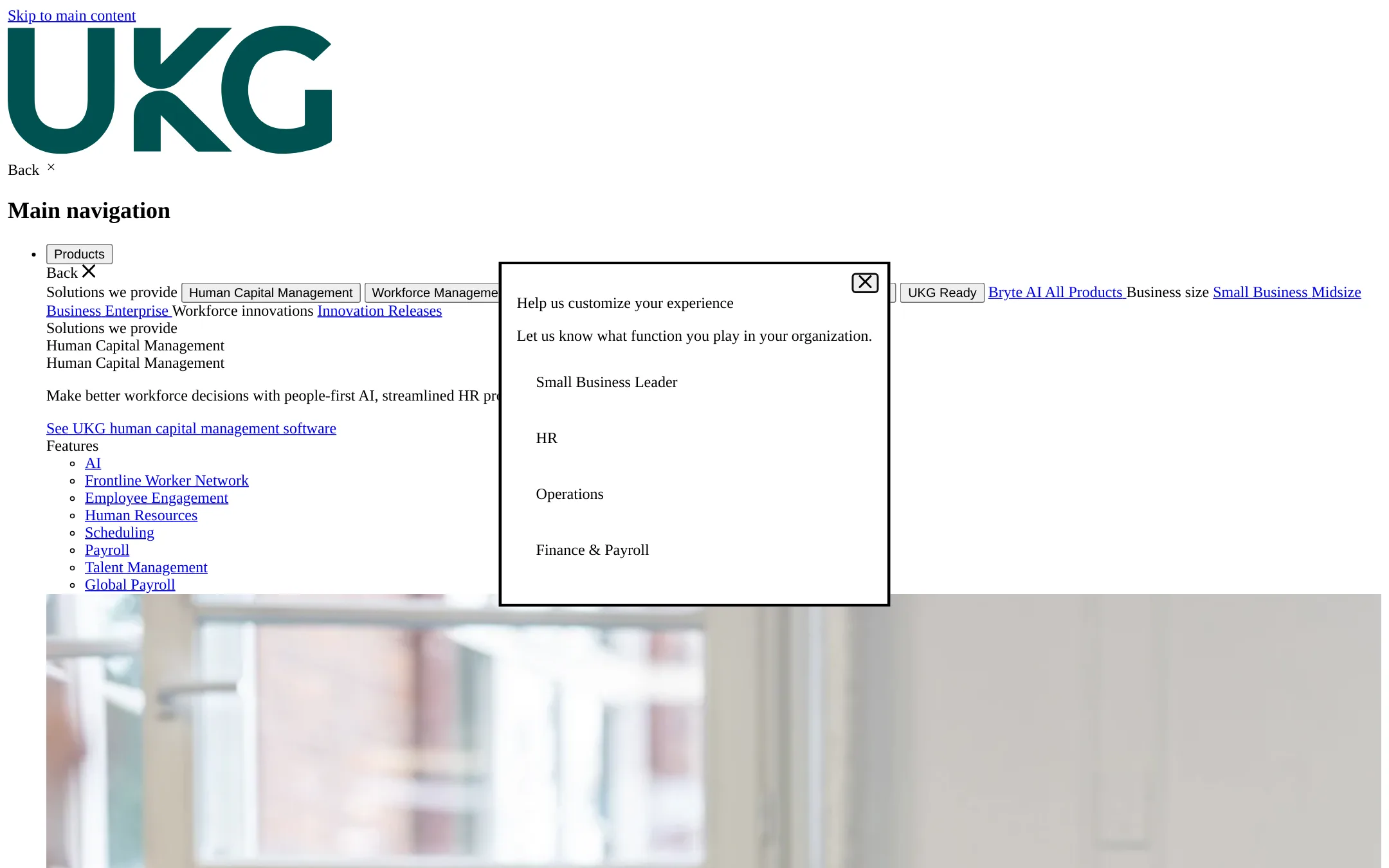 UKG homepage