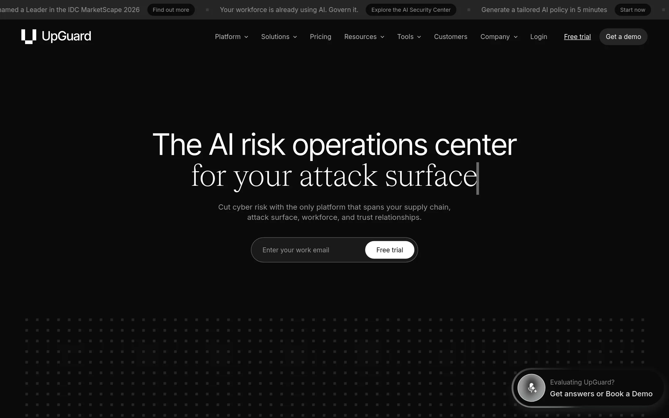 UpGuard homepage