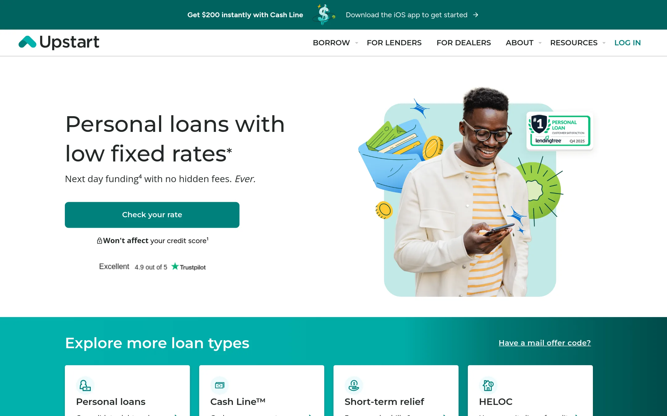 Upstart homepage
