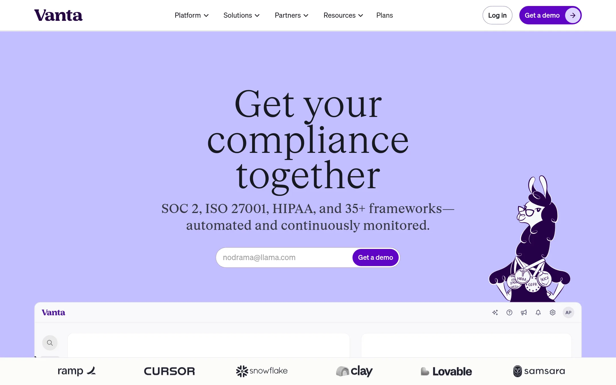 Vanta homepage