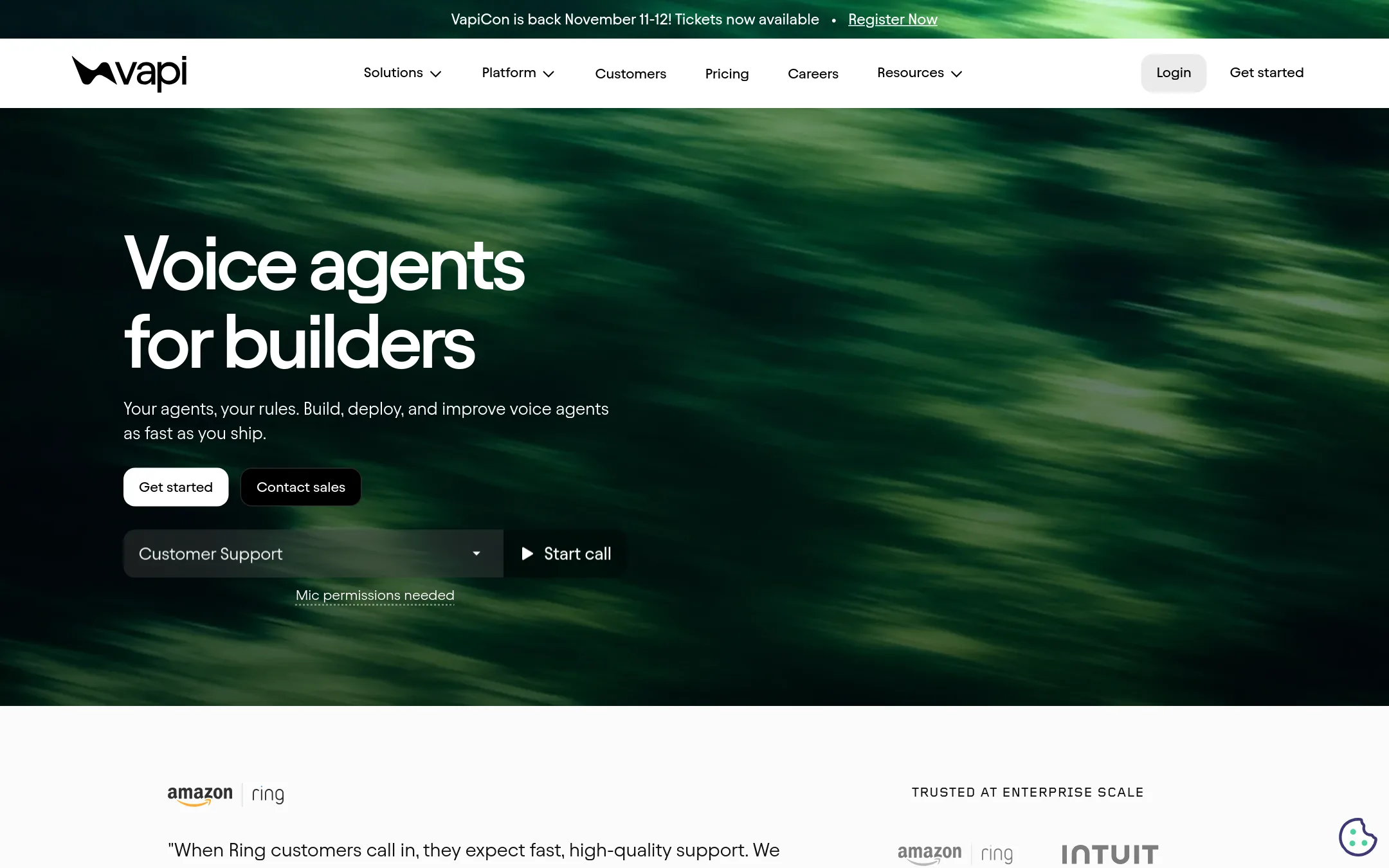 Vapi homepage