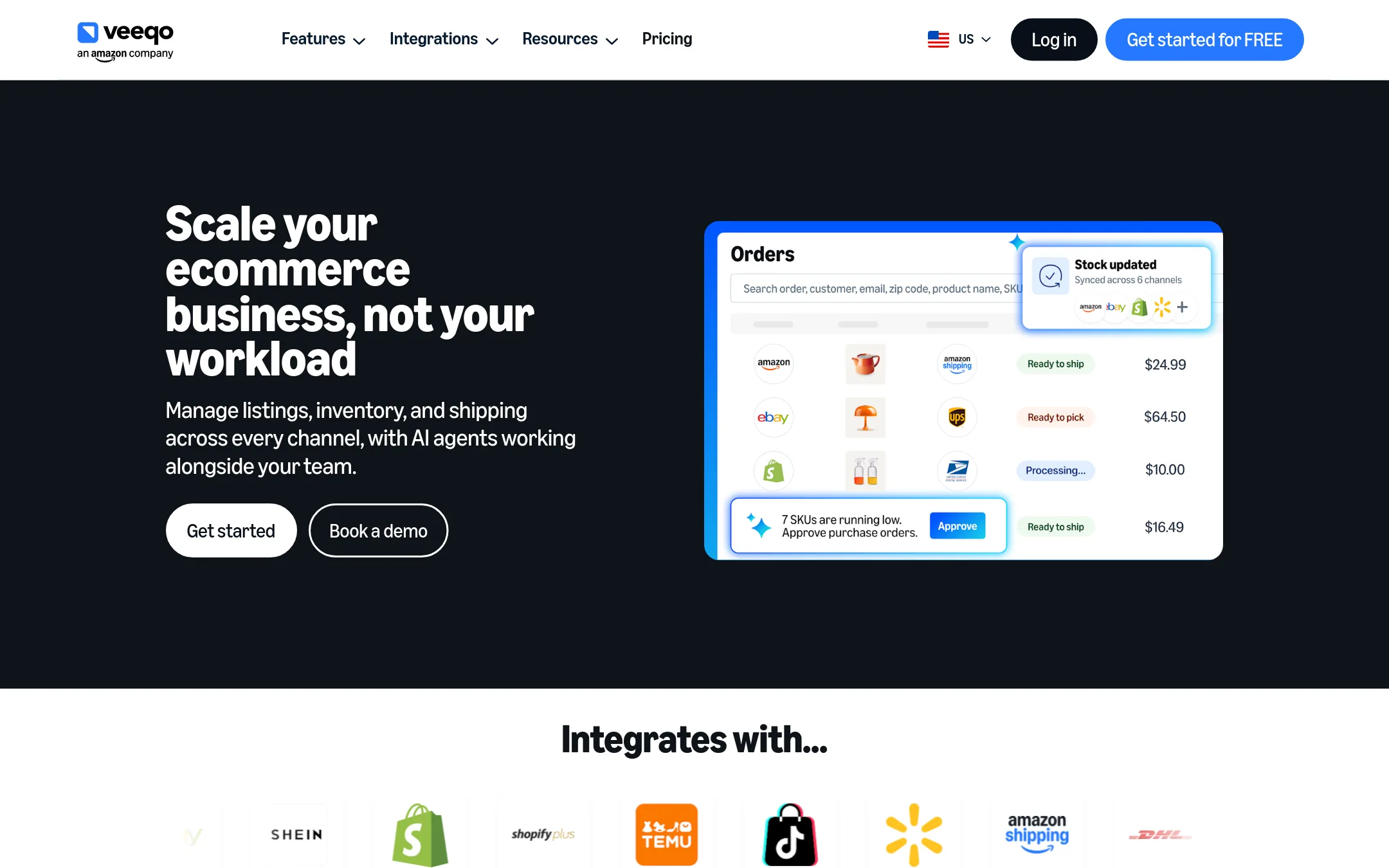 Veeqo homepage