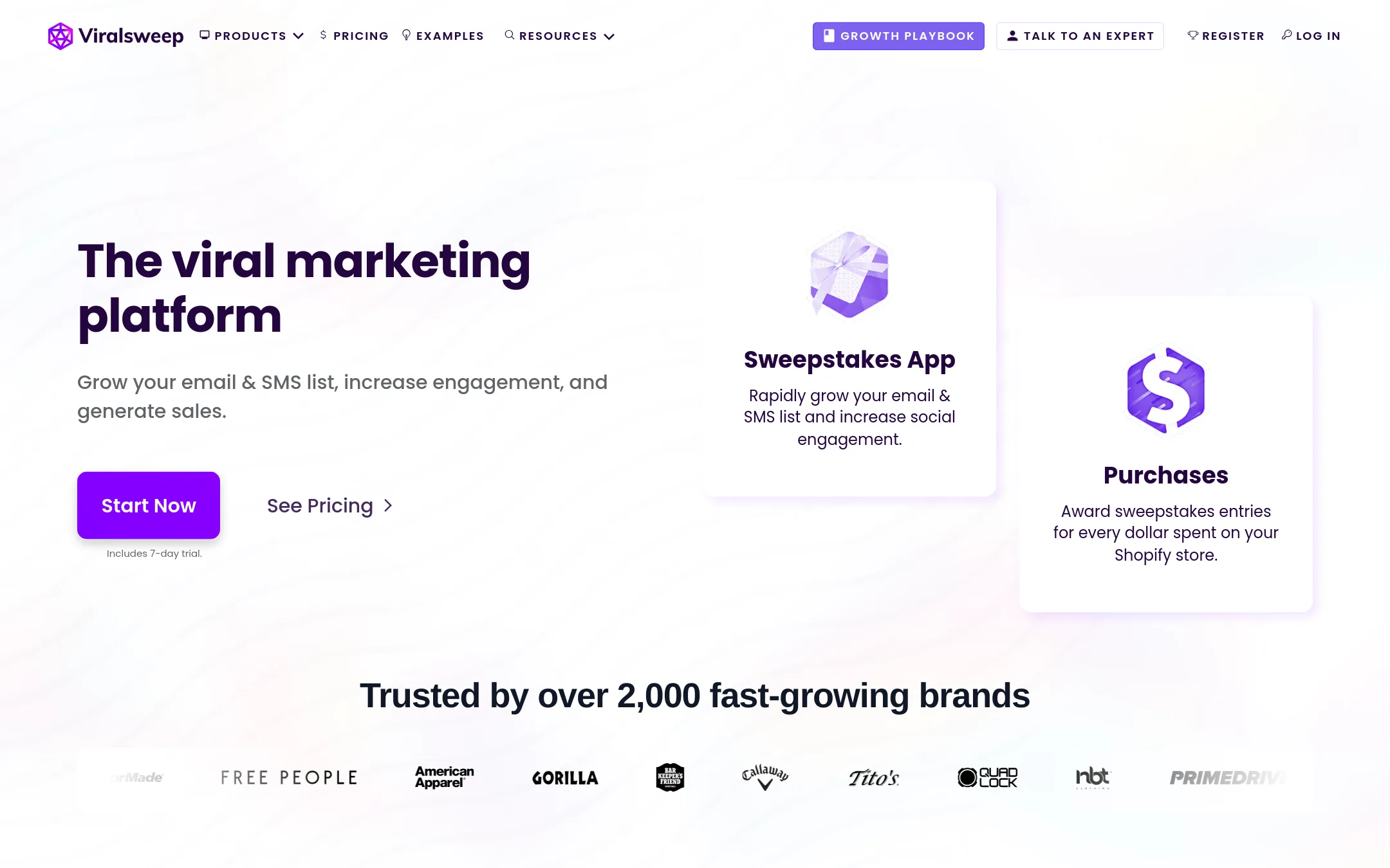 ViralSweep homepage