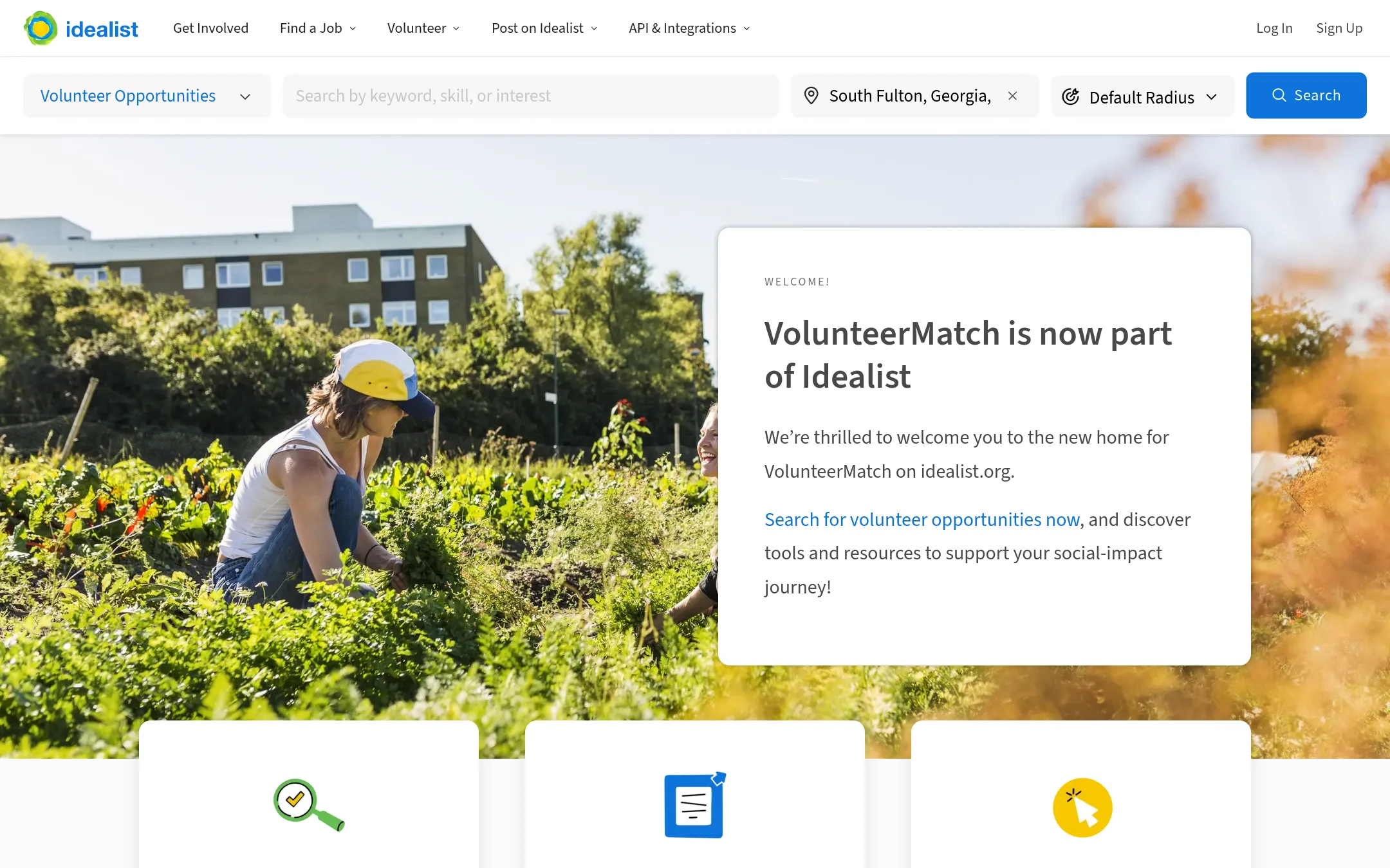 VolunteerMatch.org homepage