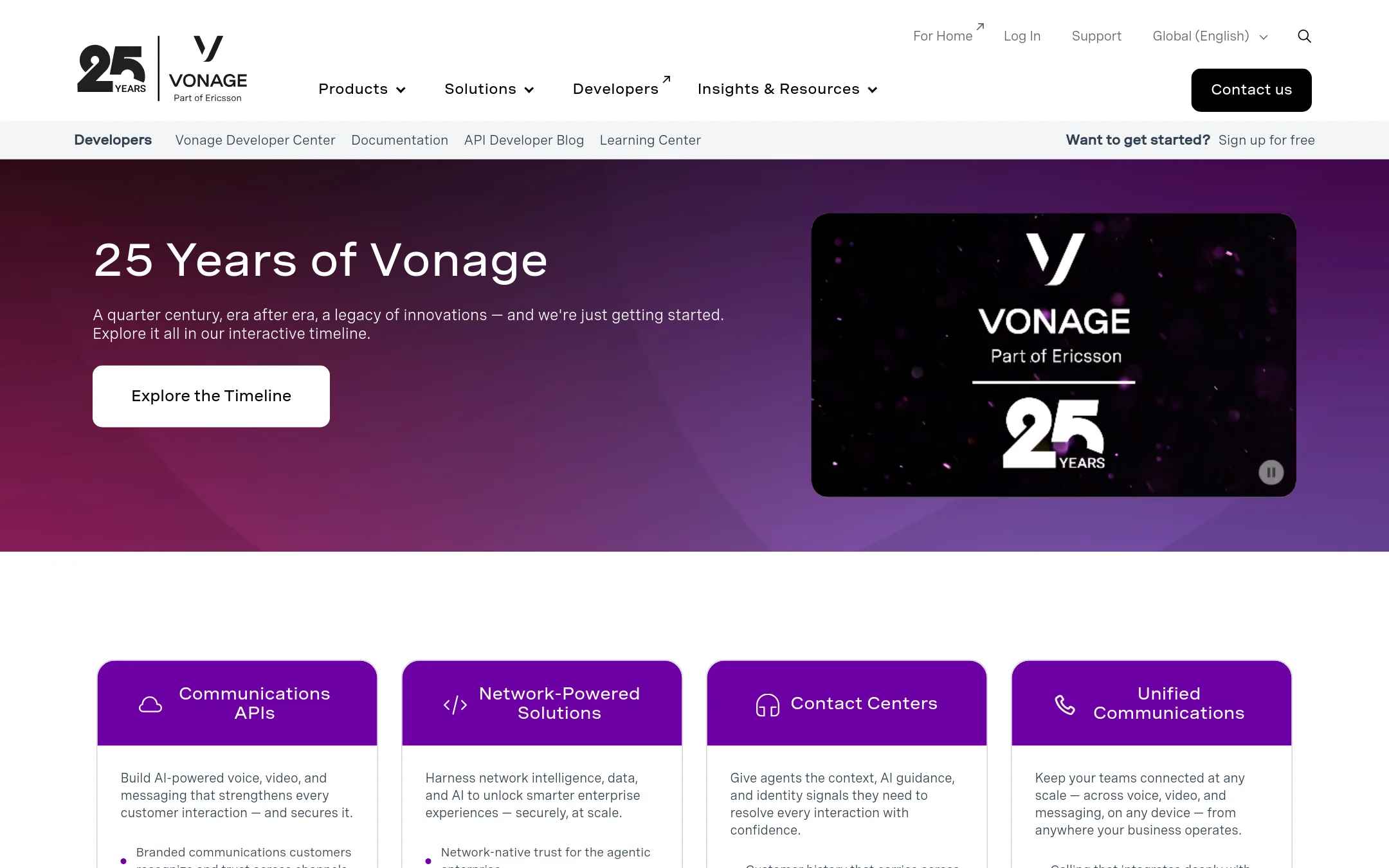Vonage homepage