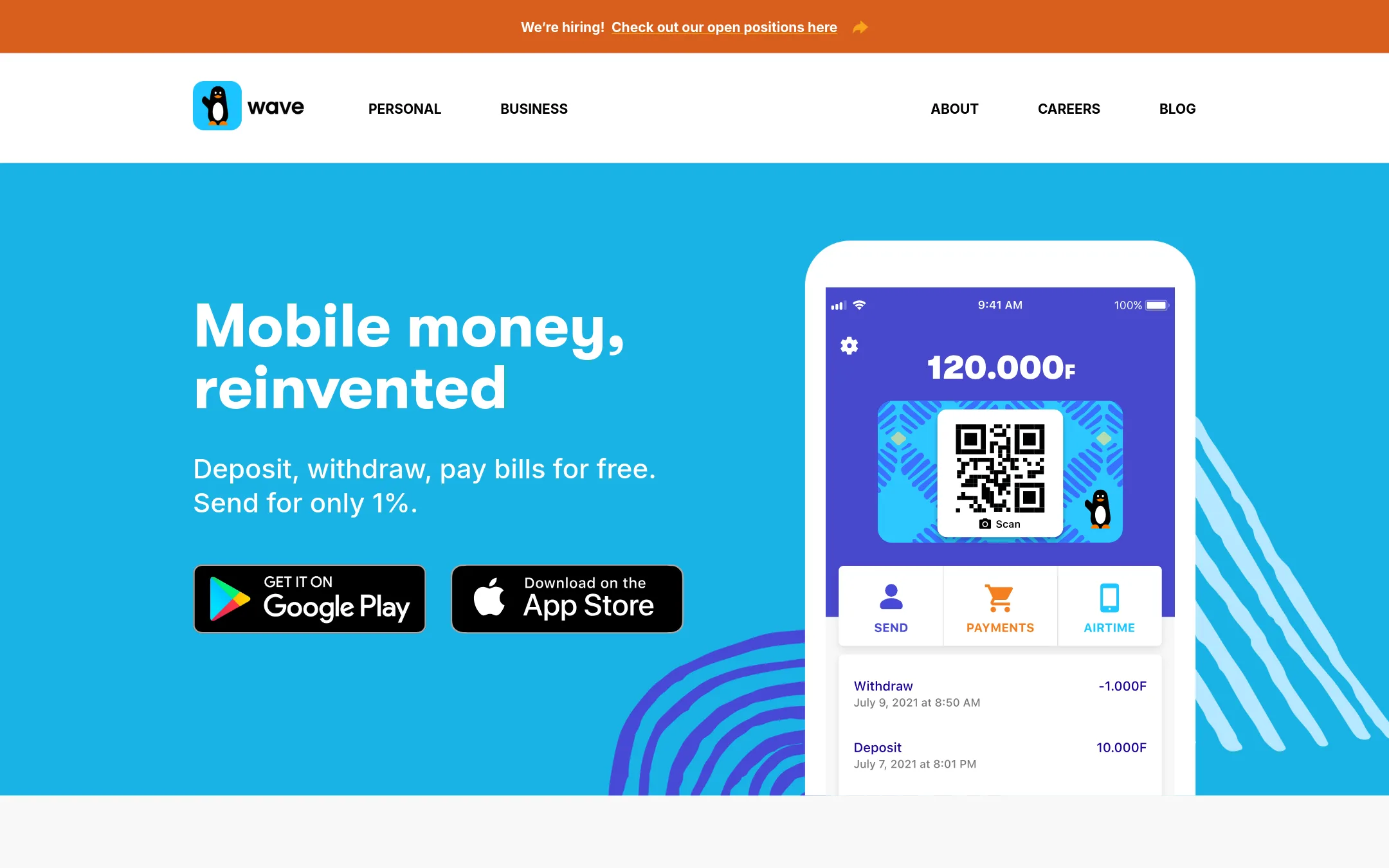 Wave homepage