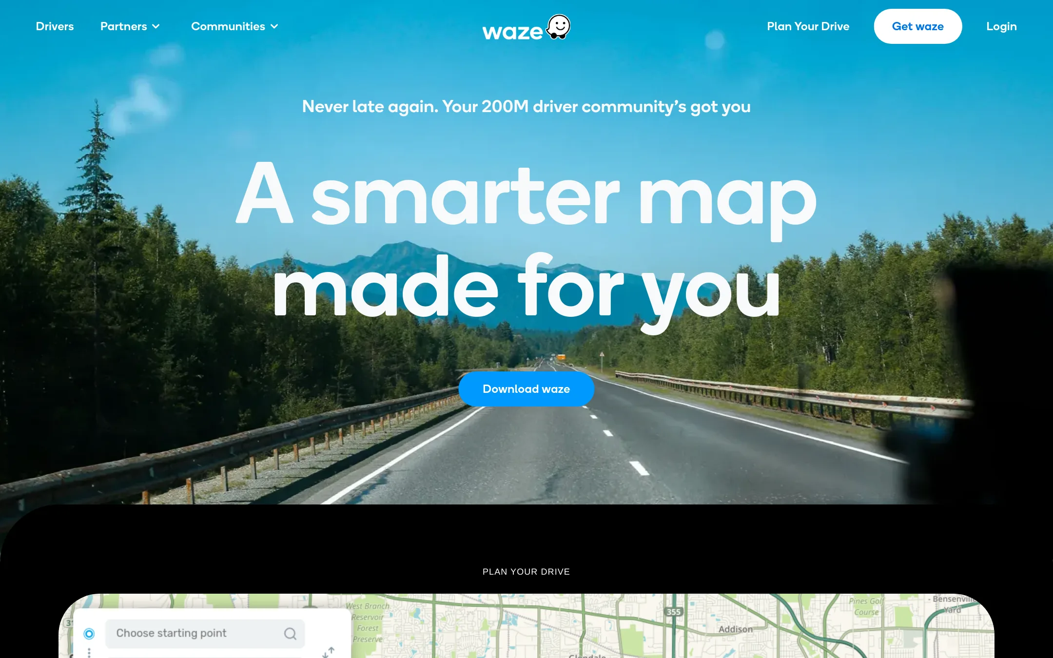 Waze homepage