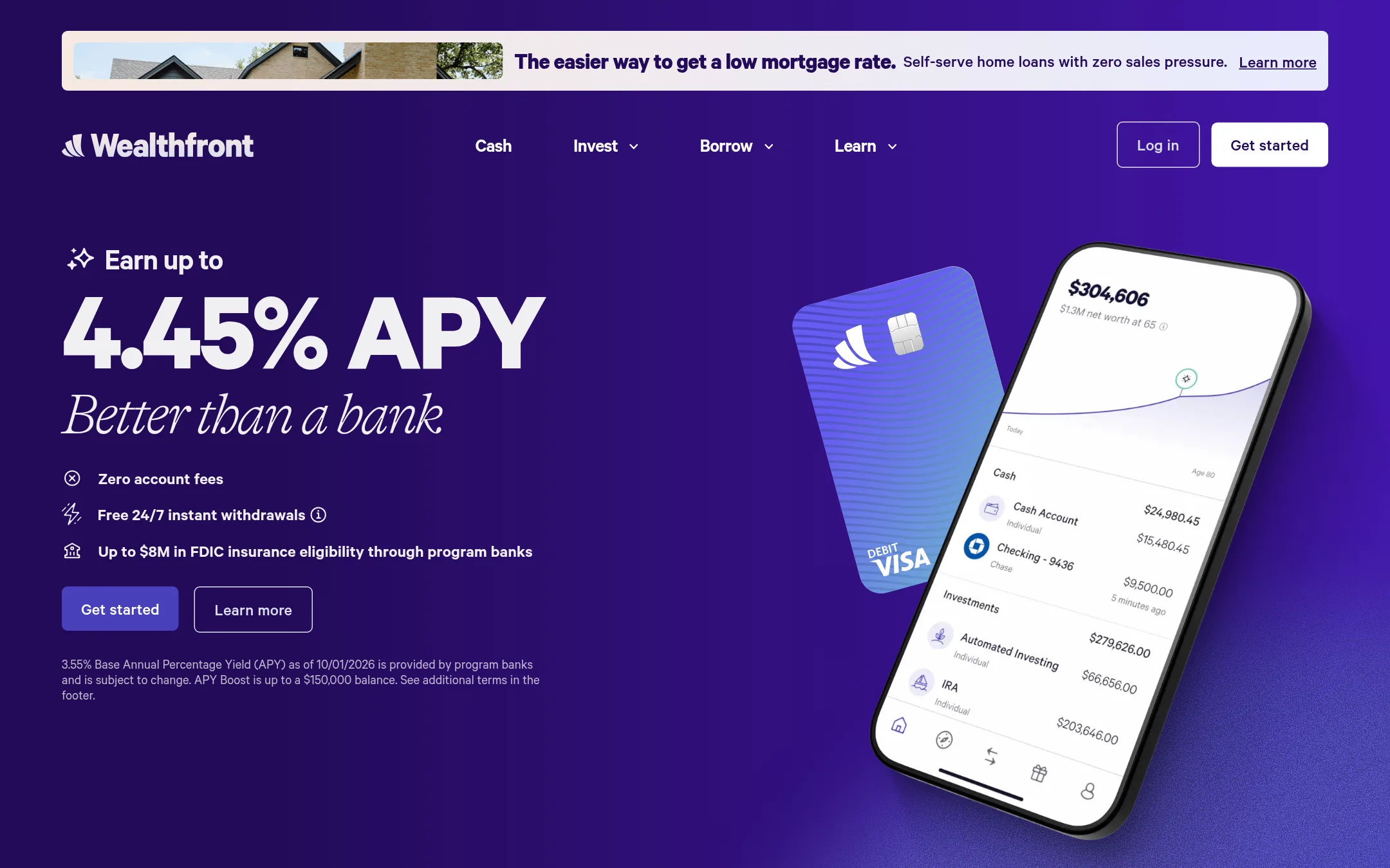 Wealthfront homepage