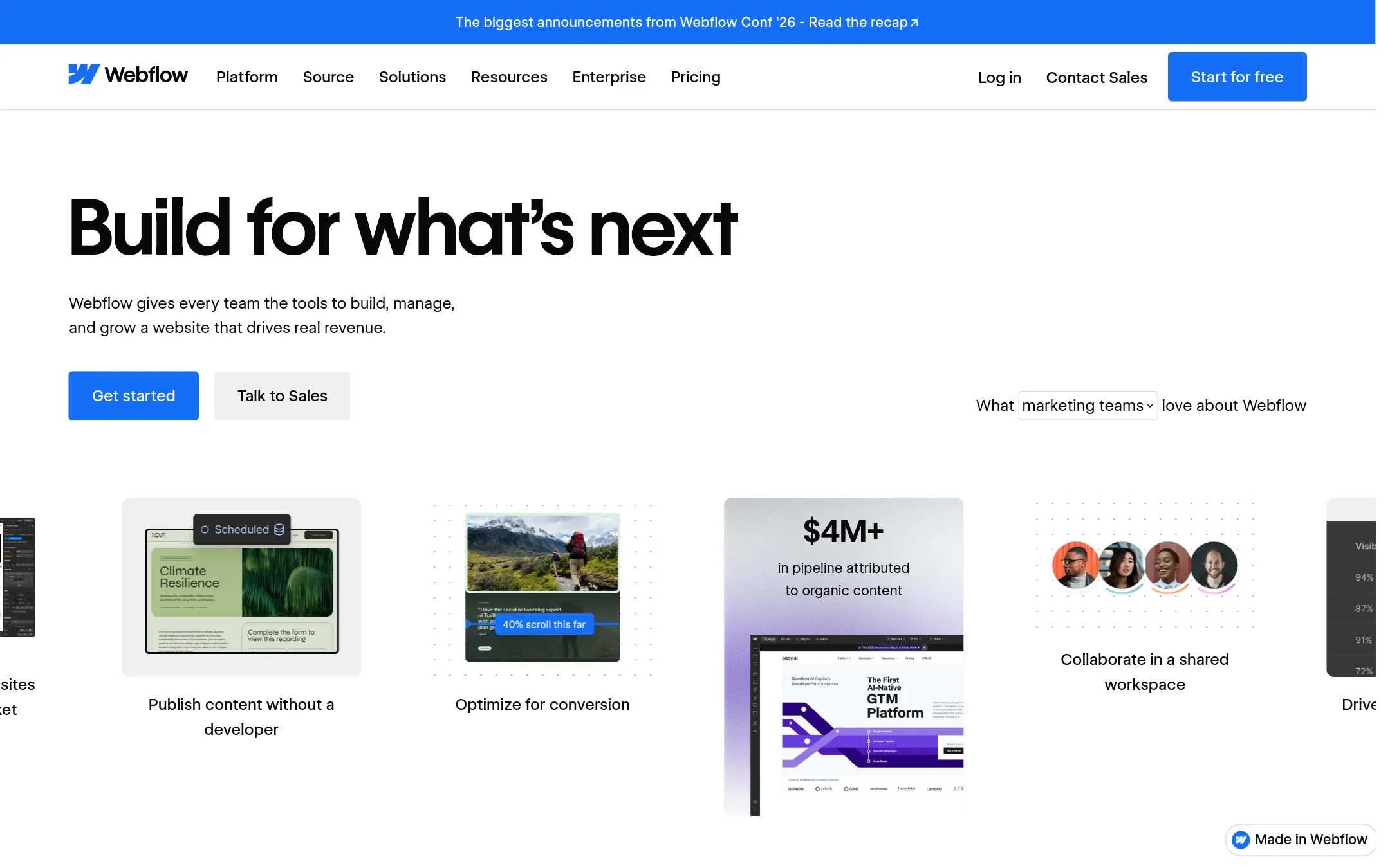 Webflow homepage