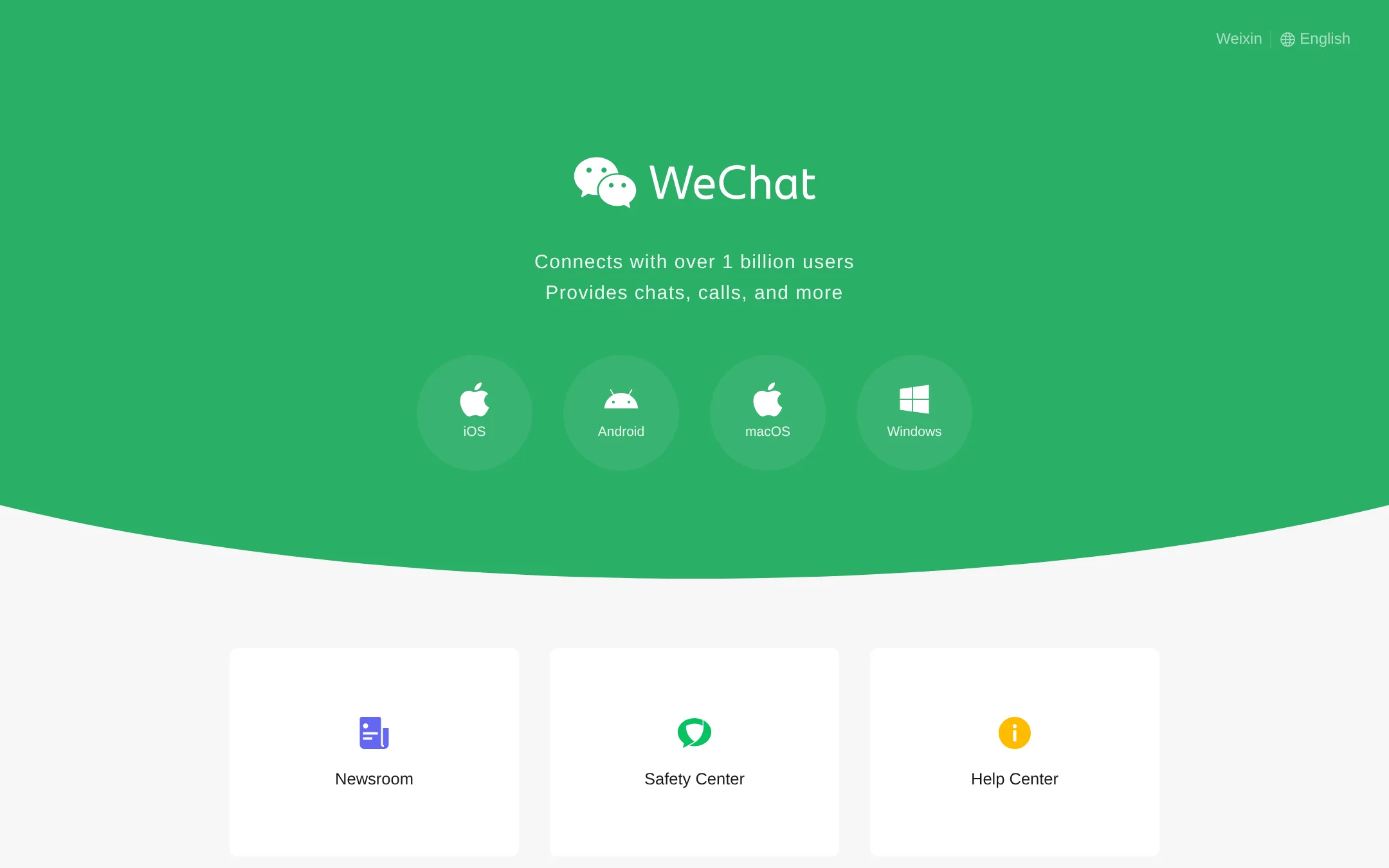 WeChat homepage