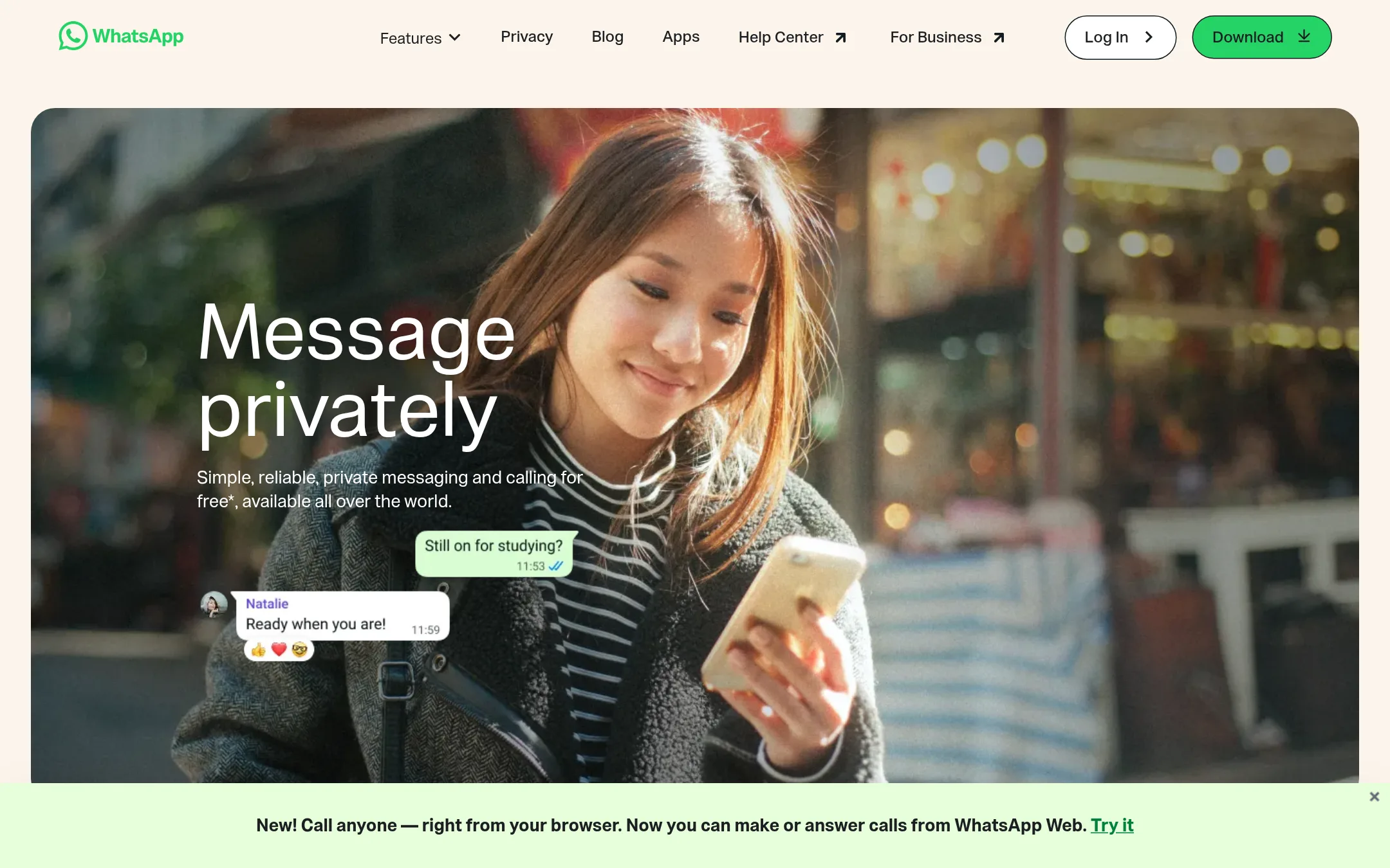 WhatsApp homepage