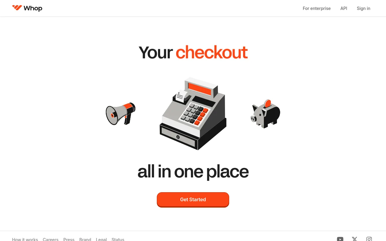 Whop homepage