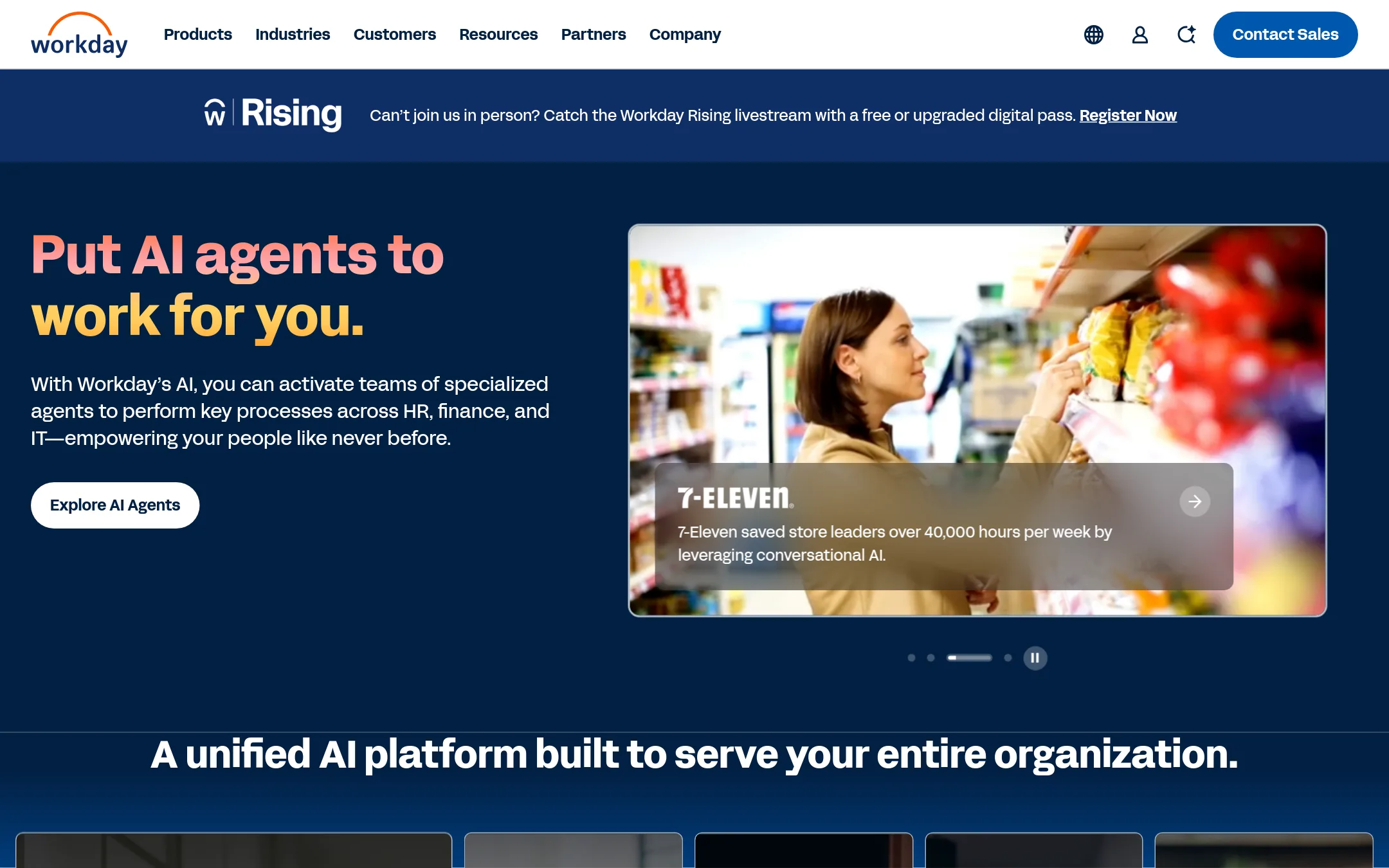 Workday homepage