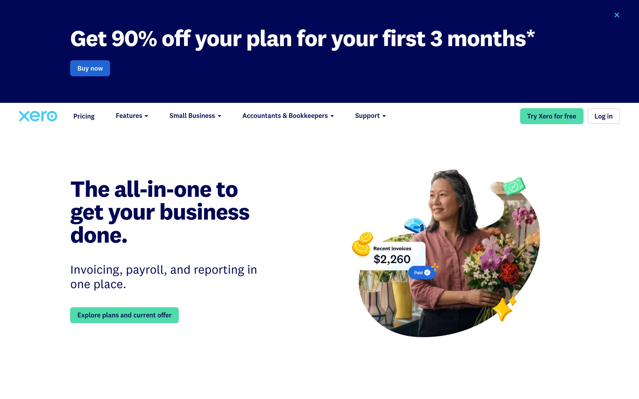 Xero homepage